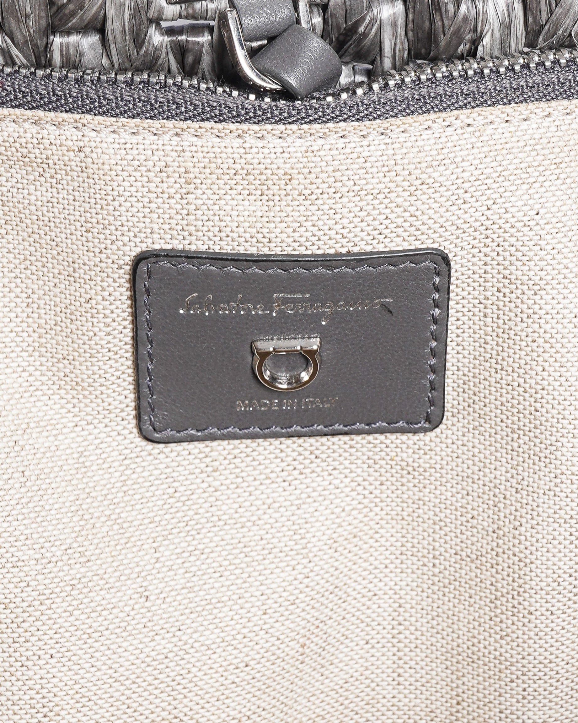 Salvatore Ferragamo Ferragamo Studio Box Woven Raffia Tote Bag