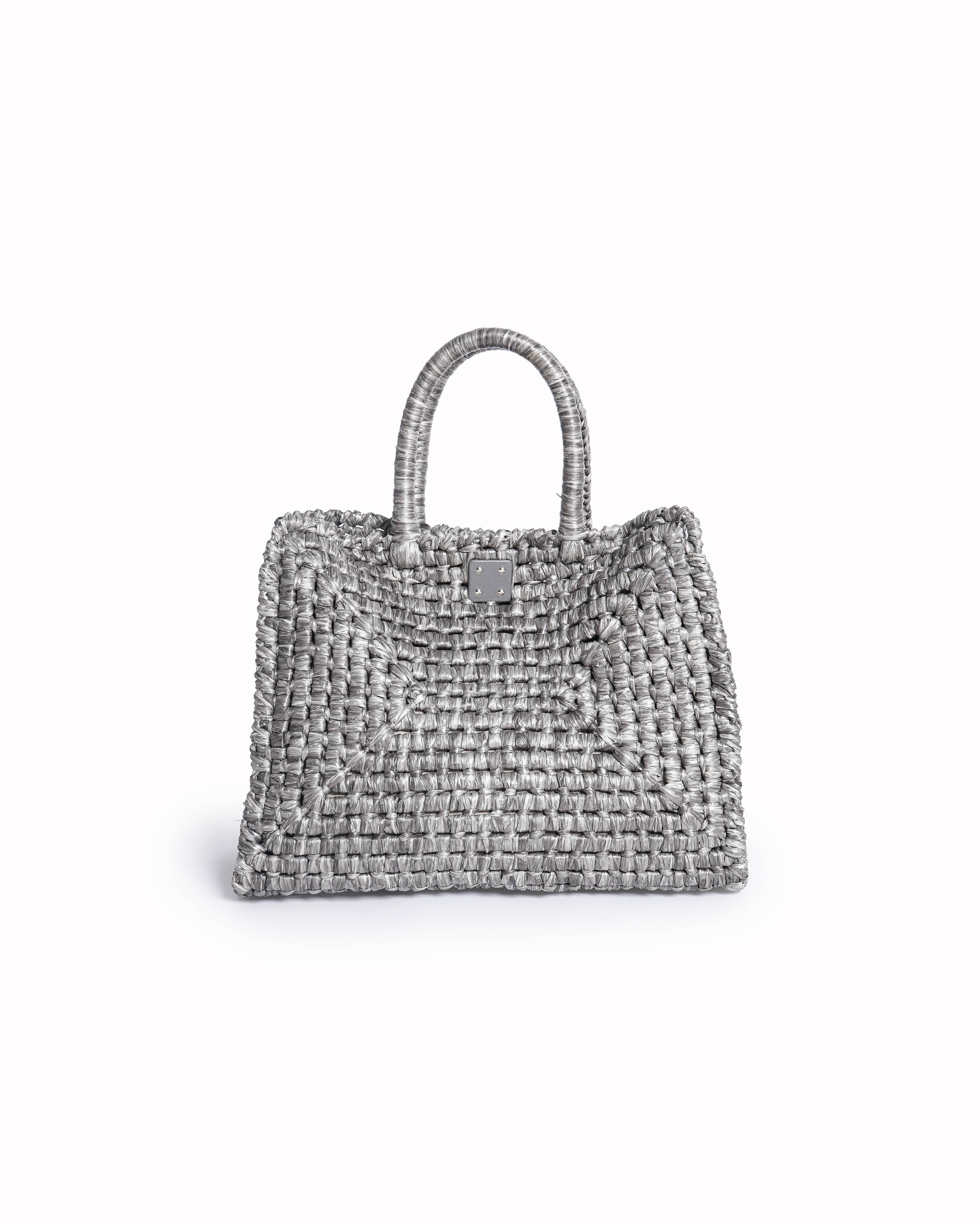 Salvatore Ferragamo Ferragamo Studio Box Woven Raffia Tote Bag