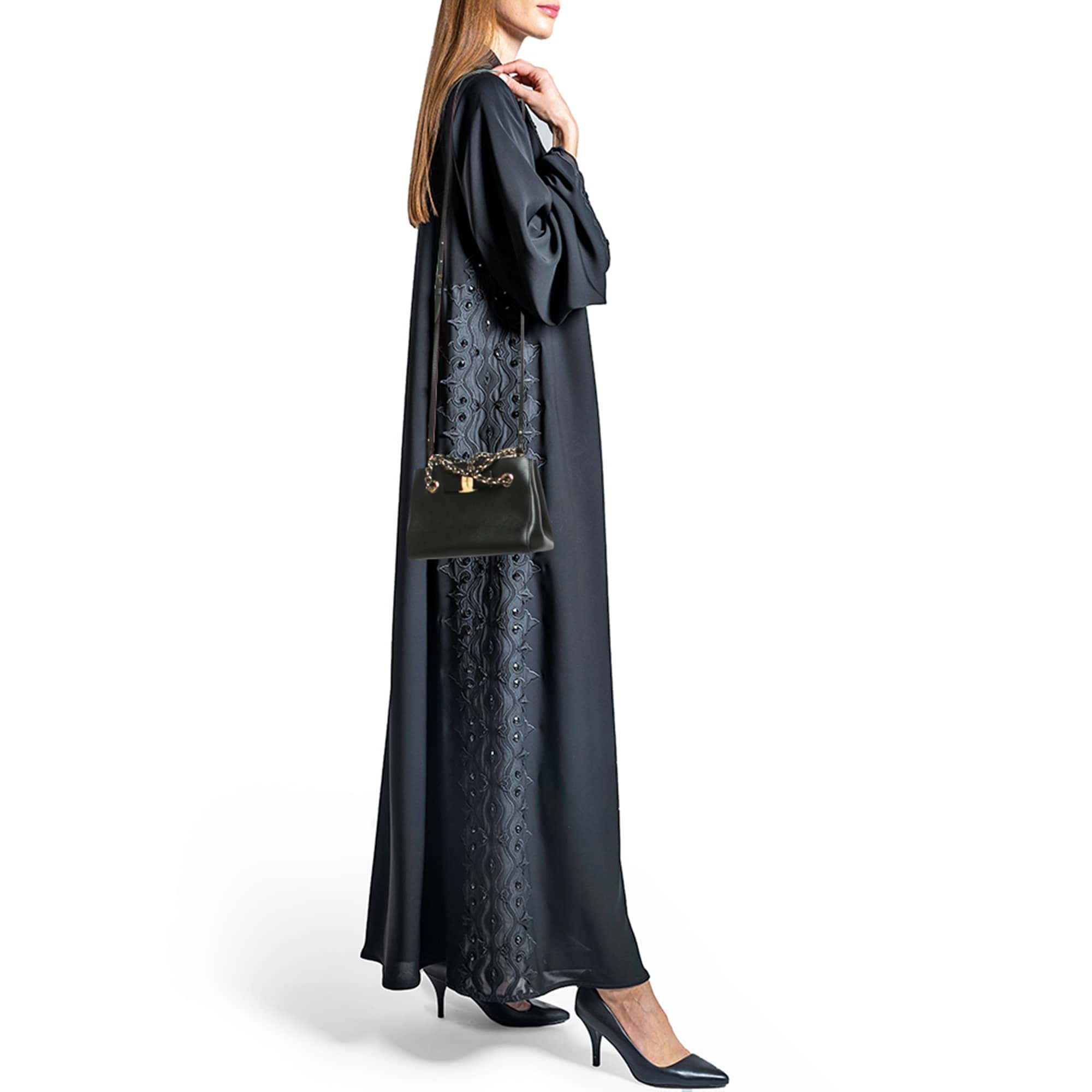 Salvatore Ferragamo Melike Vara Bow Mini Black Leather Chain Tote