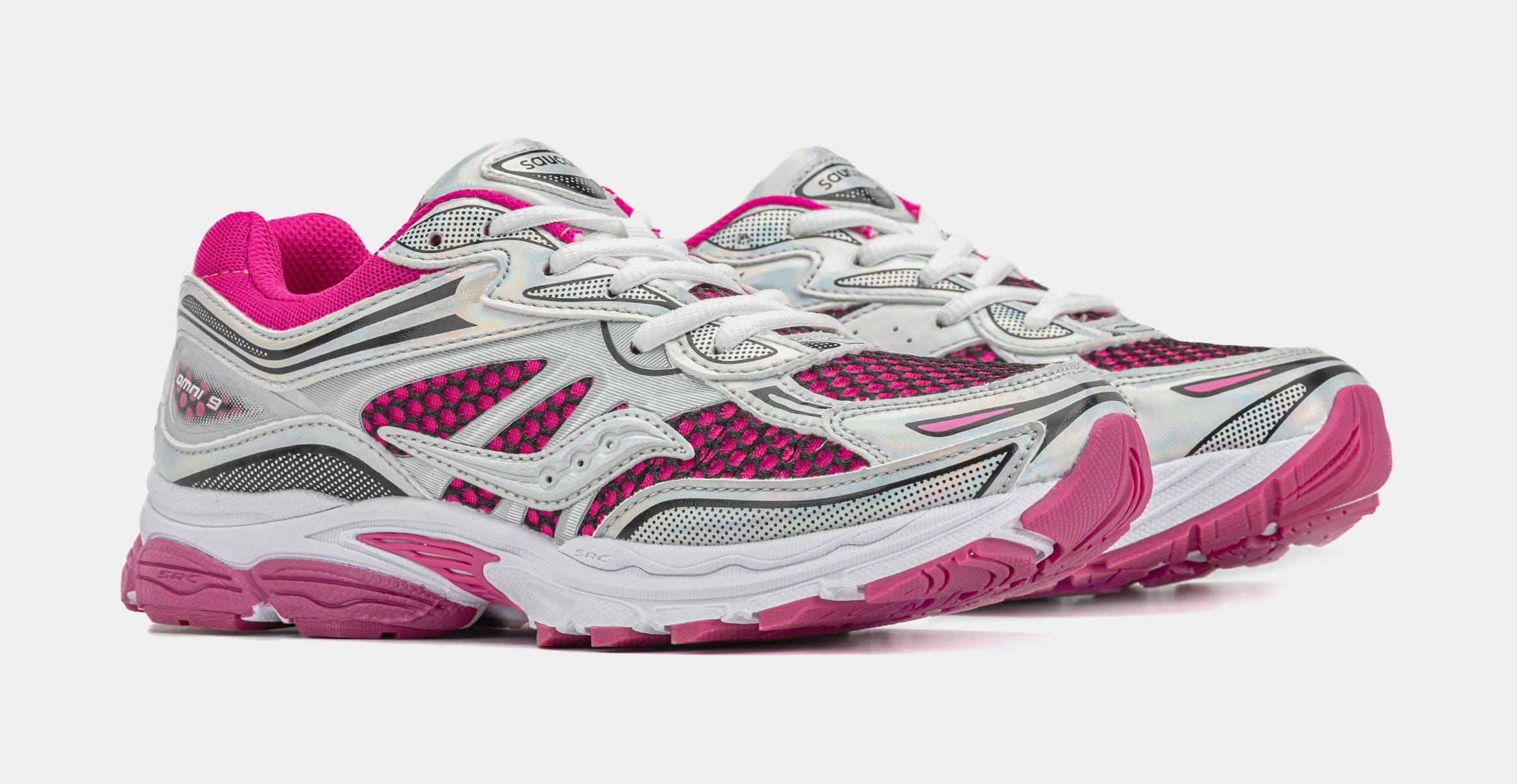 Saucony Omni 9 Grade School Lifestyle Shoes (Pink/Silver)