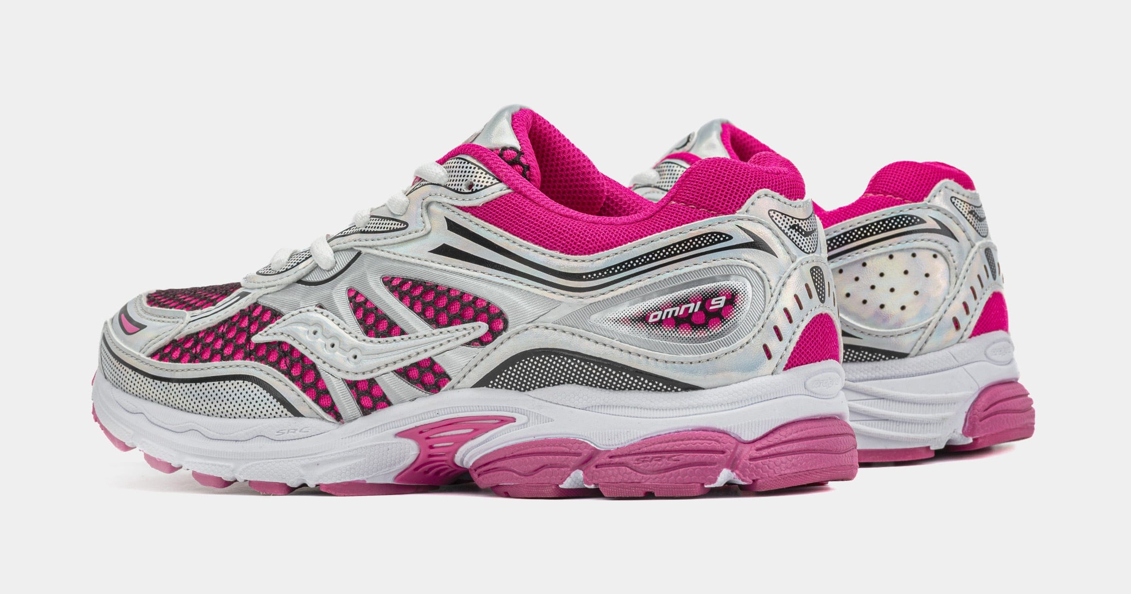 Saucony Omni 9 Grade School Lifestyle Shoes (Pink/Silver)