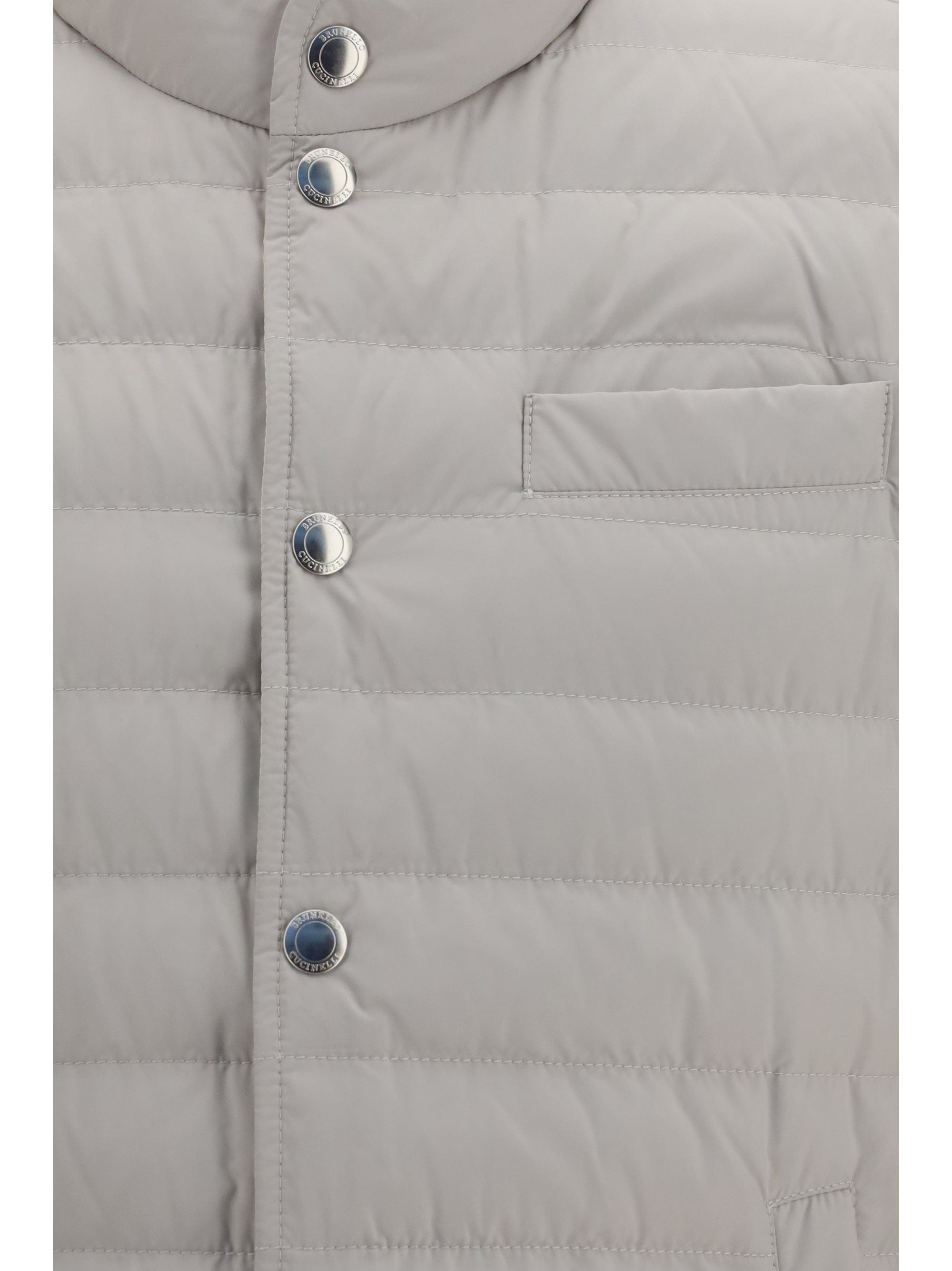 Brunello Cucinelli Padded Quilted Gilet — Gray