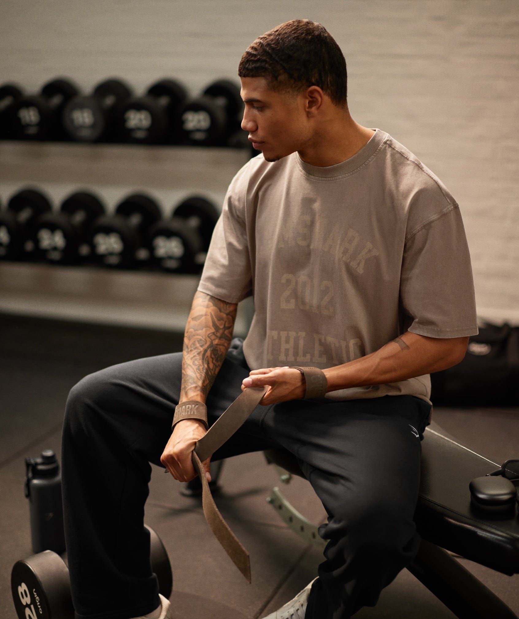 Gymshark Collegiate Washed T - Shirt Soft Brown