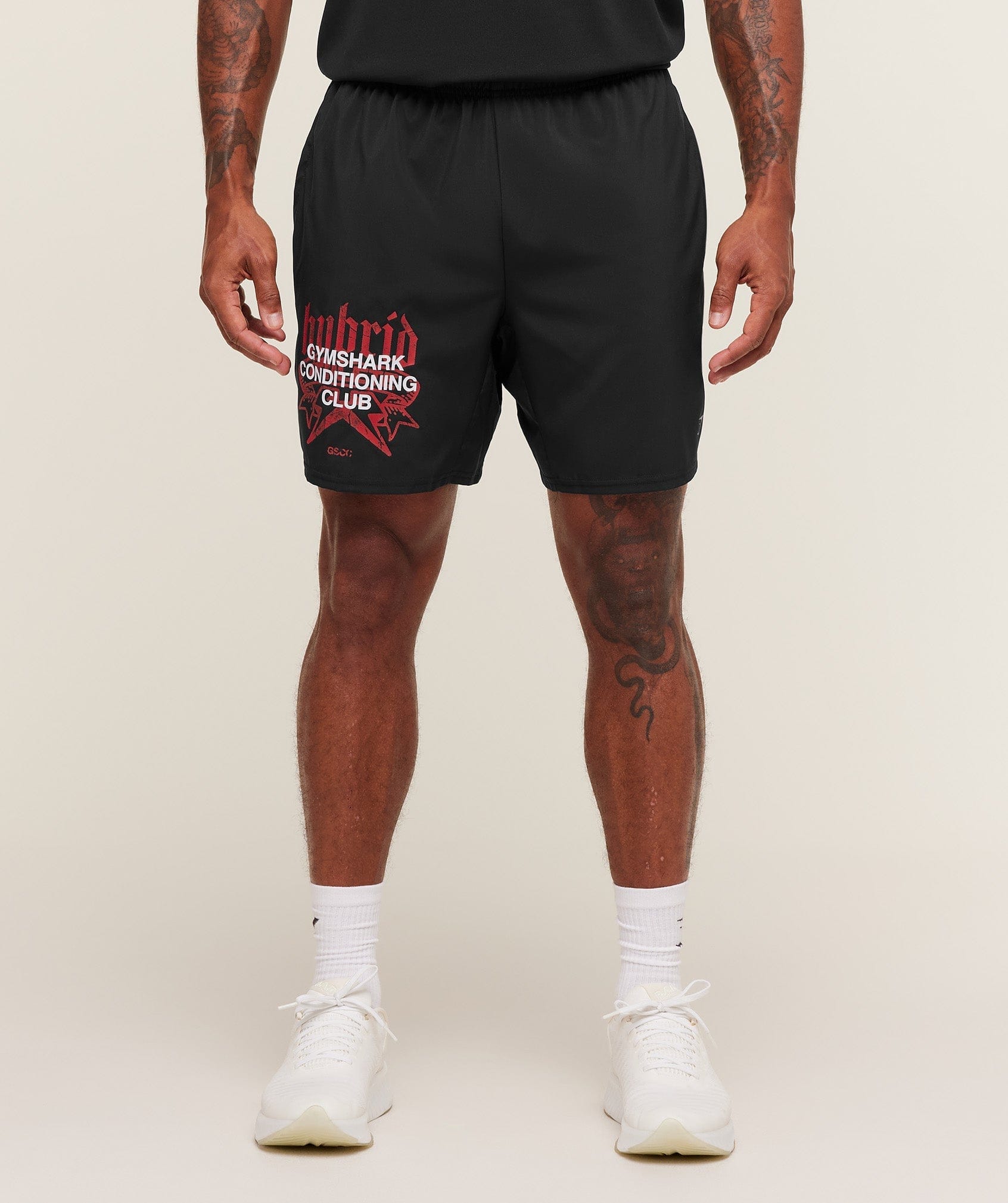 Gymshark Hybrid Graphic 7" Shorts Black