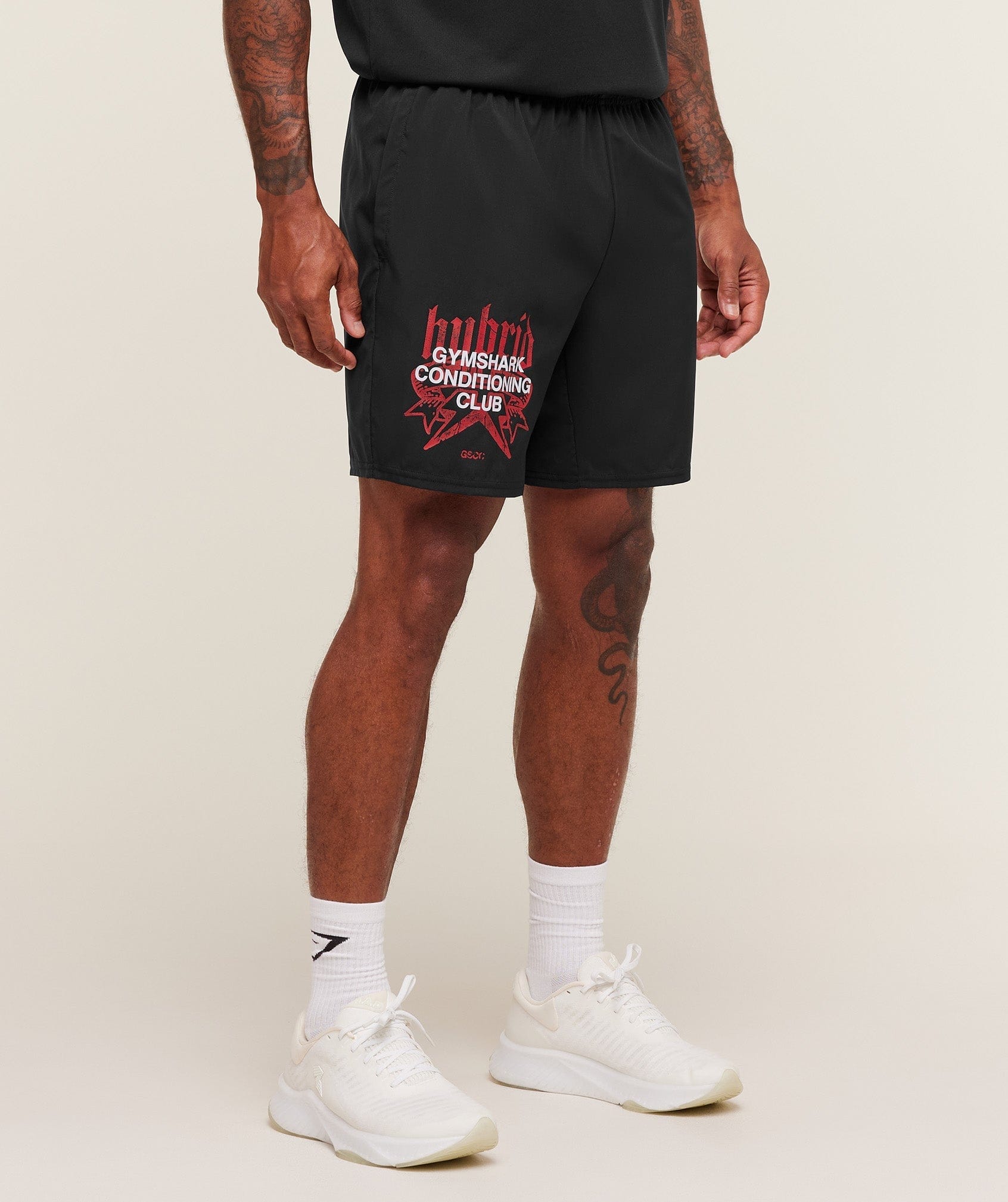 Gymshark Hybrid Graphic 7" Shorts Black