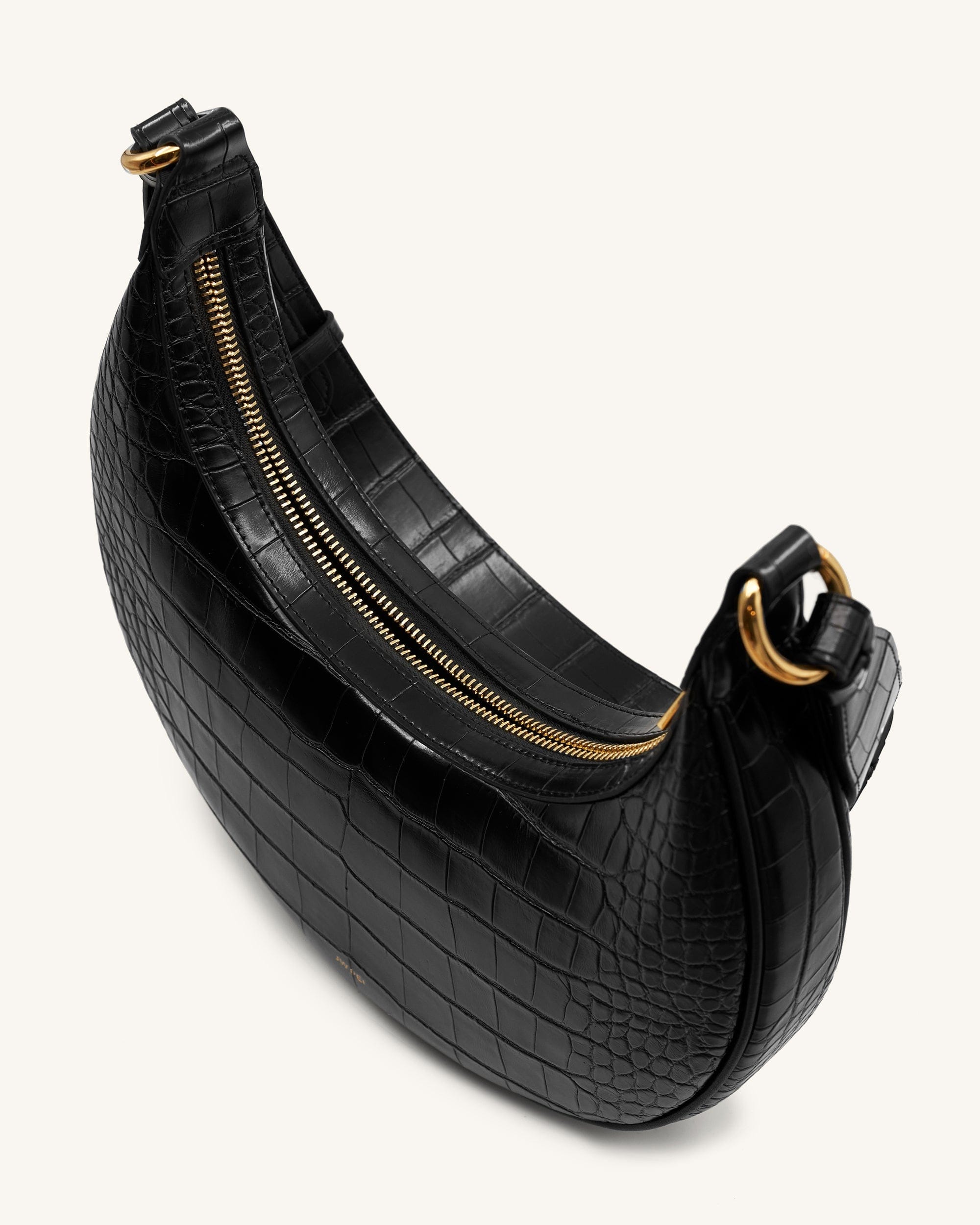 Jw Pei Carly Saddle Bag Black Croc