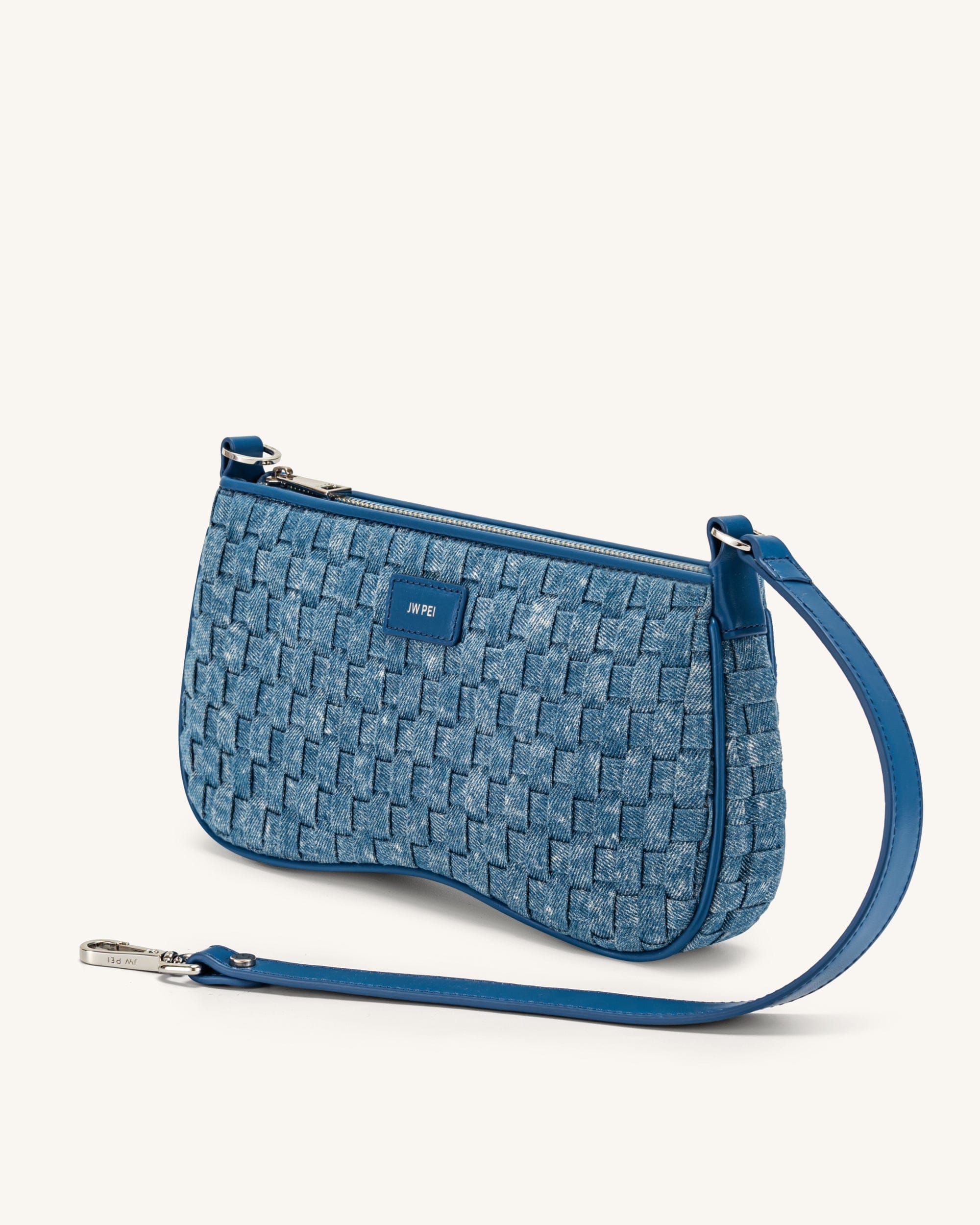Jw Pei Eva Shoulder Handbag Blue Denim Weave