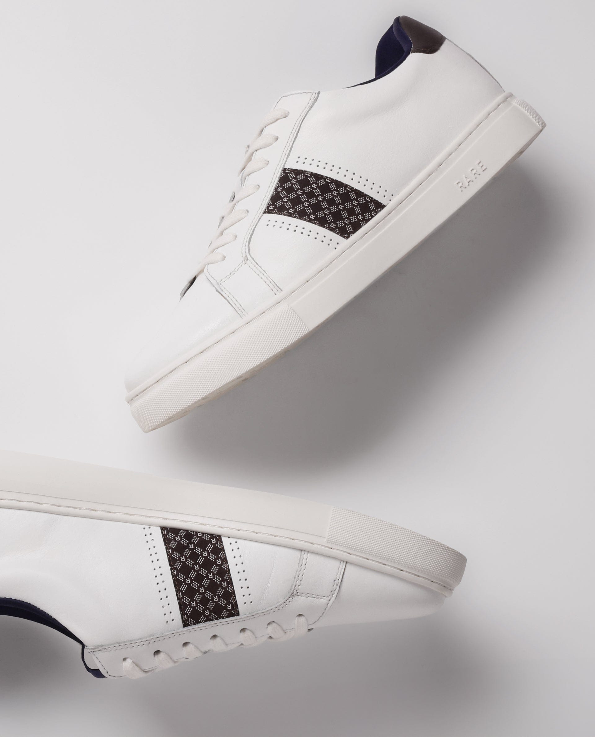RAREZ Rare Rabbit Men's Galileo Pro White Round Toe Monogram Branding Smart Casual Sneaker Shoes