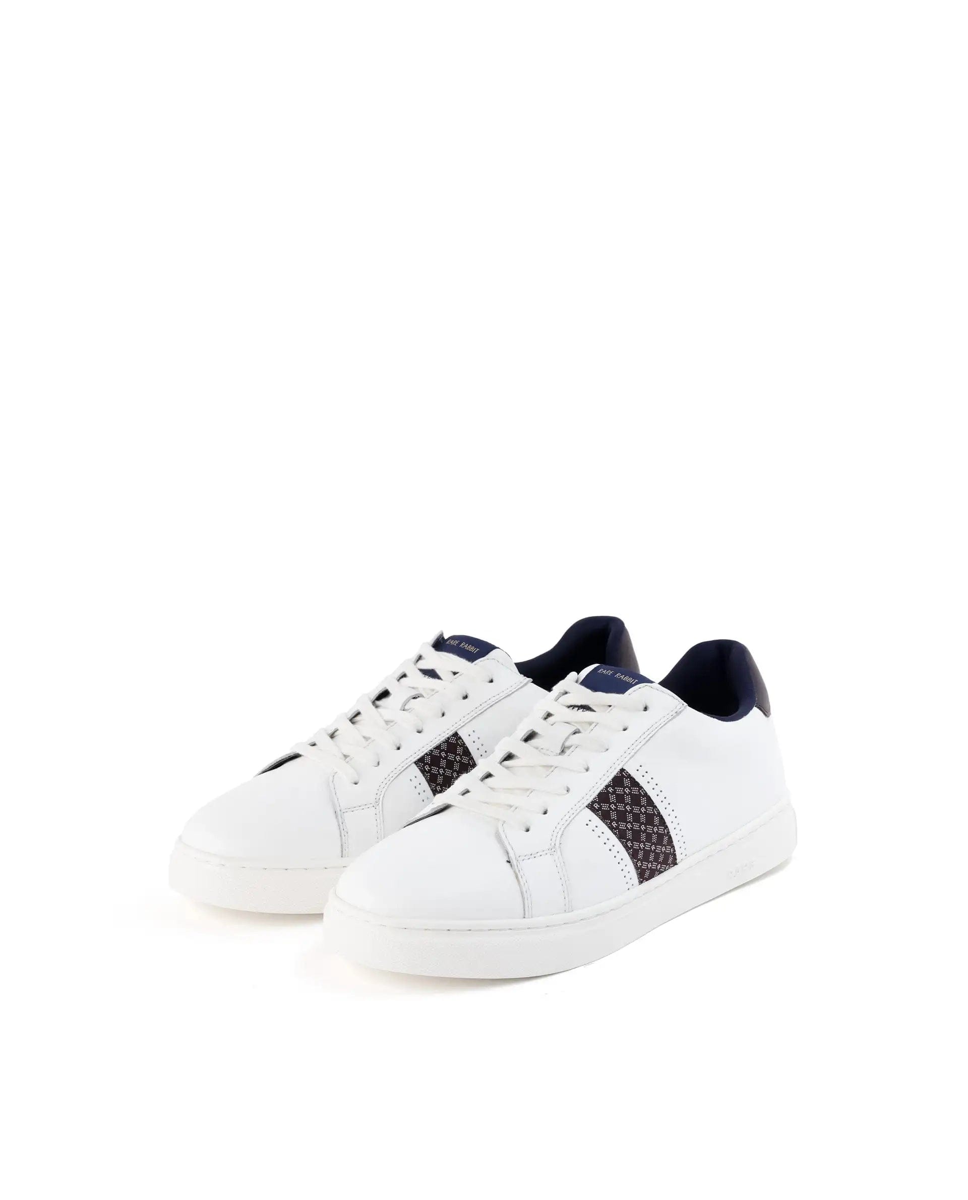 RAREZ Rare Rabbit Men's Galileo Pro White Round Toe Monogram Branding Smart Casual Sneaker Shoes