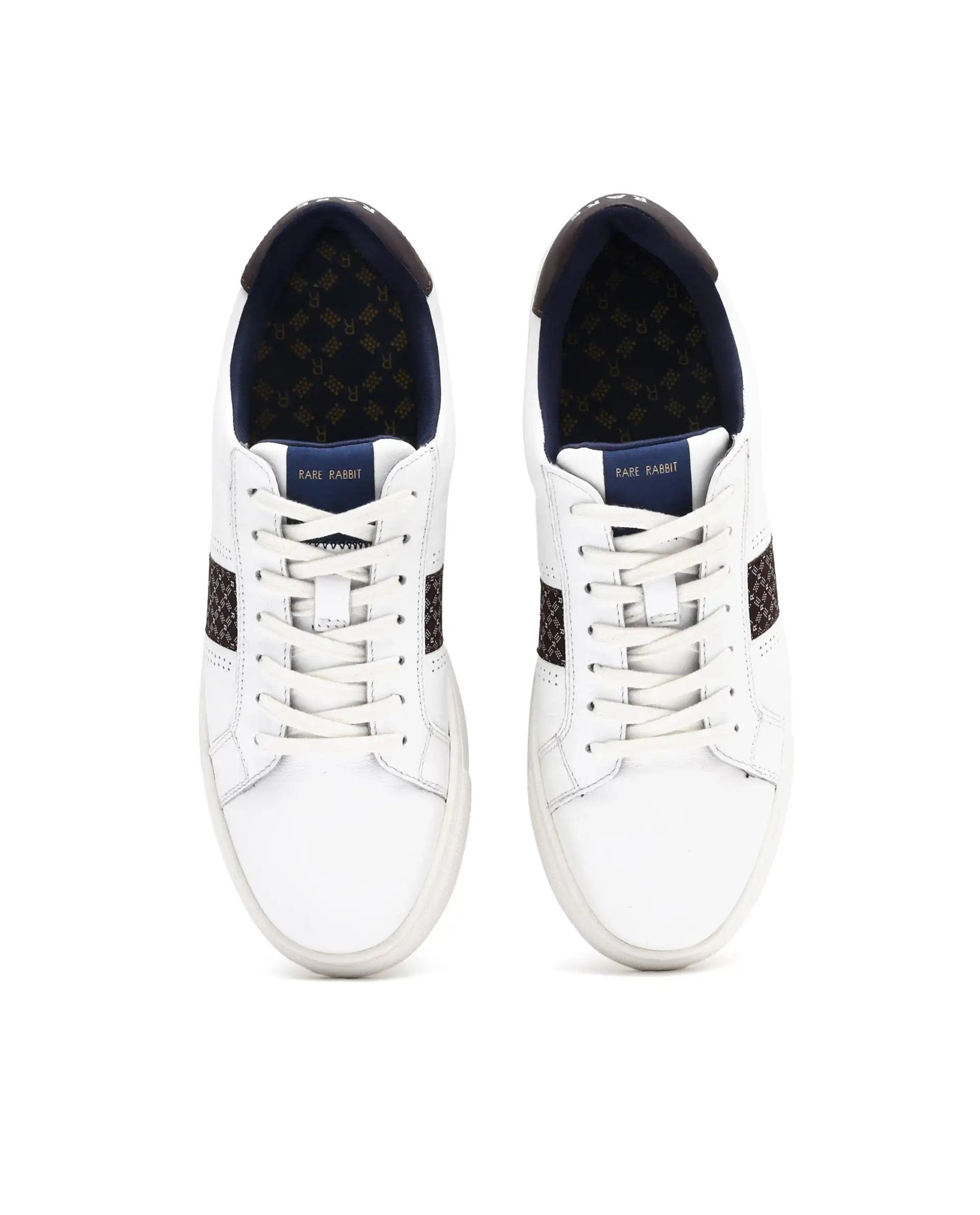 RAREZ Rare Rabbit Men's Galileo Pro White Round Toe Monogram Branding Smart Casual Sneaker Shoes