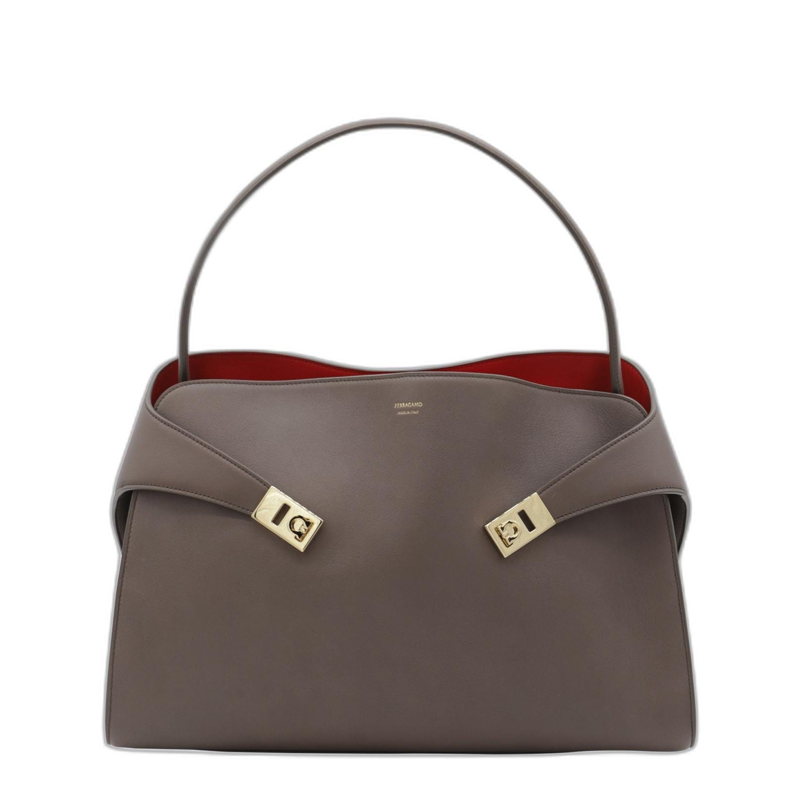 Ferragamo Hug Medium Woven Nappa Leather Handbag - Brown