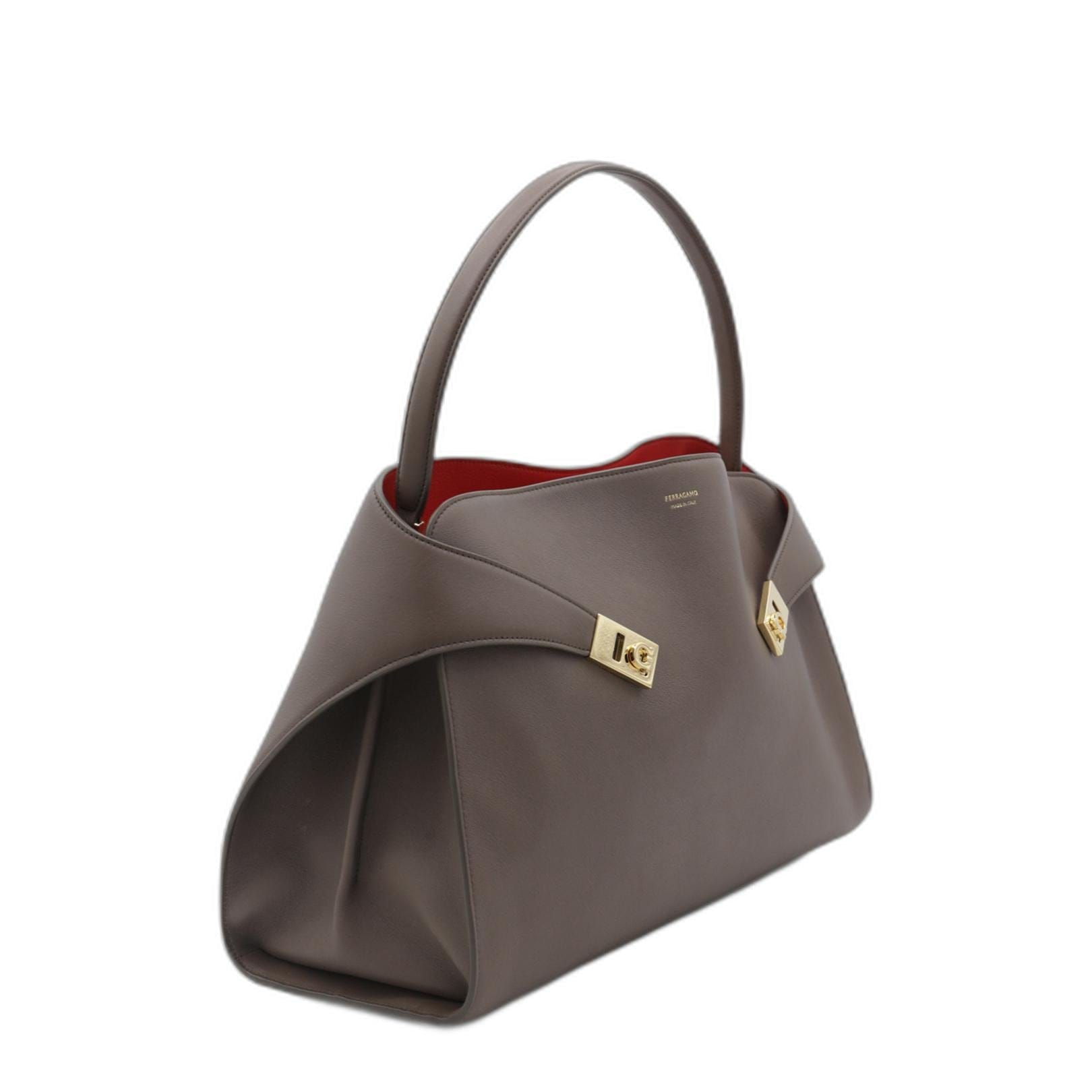 Ferragamo Hug Medium Woven Nappa Leather Handbag - Brown