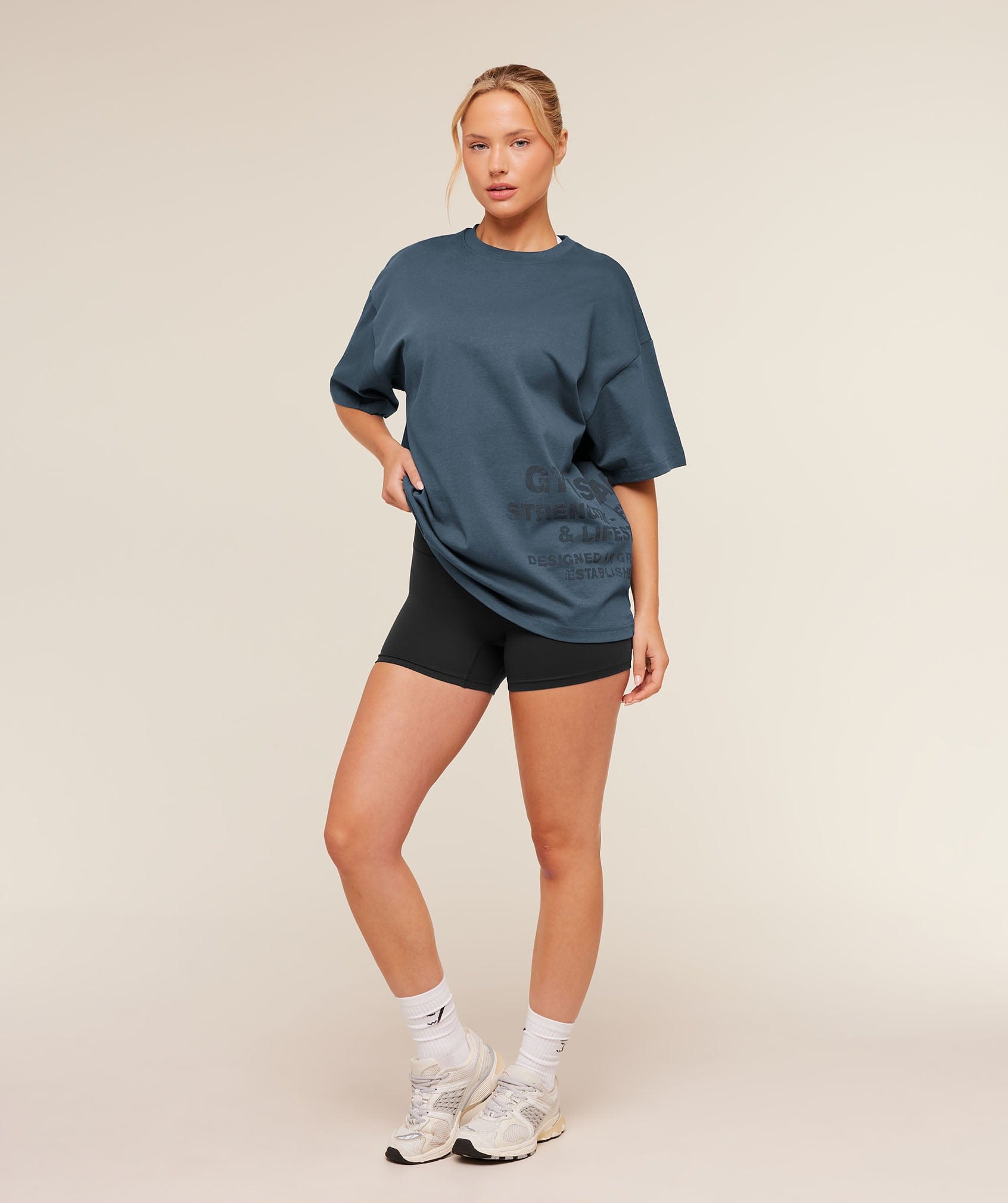 Gymshark Women's Gymshark Stacked Graphic Short Sleeve T - Shirt Stealth Blue