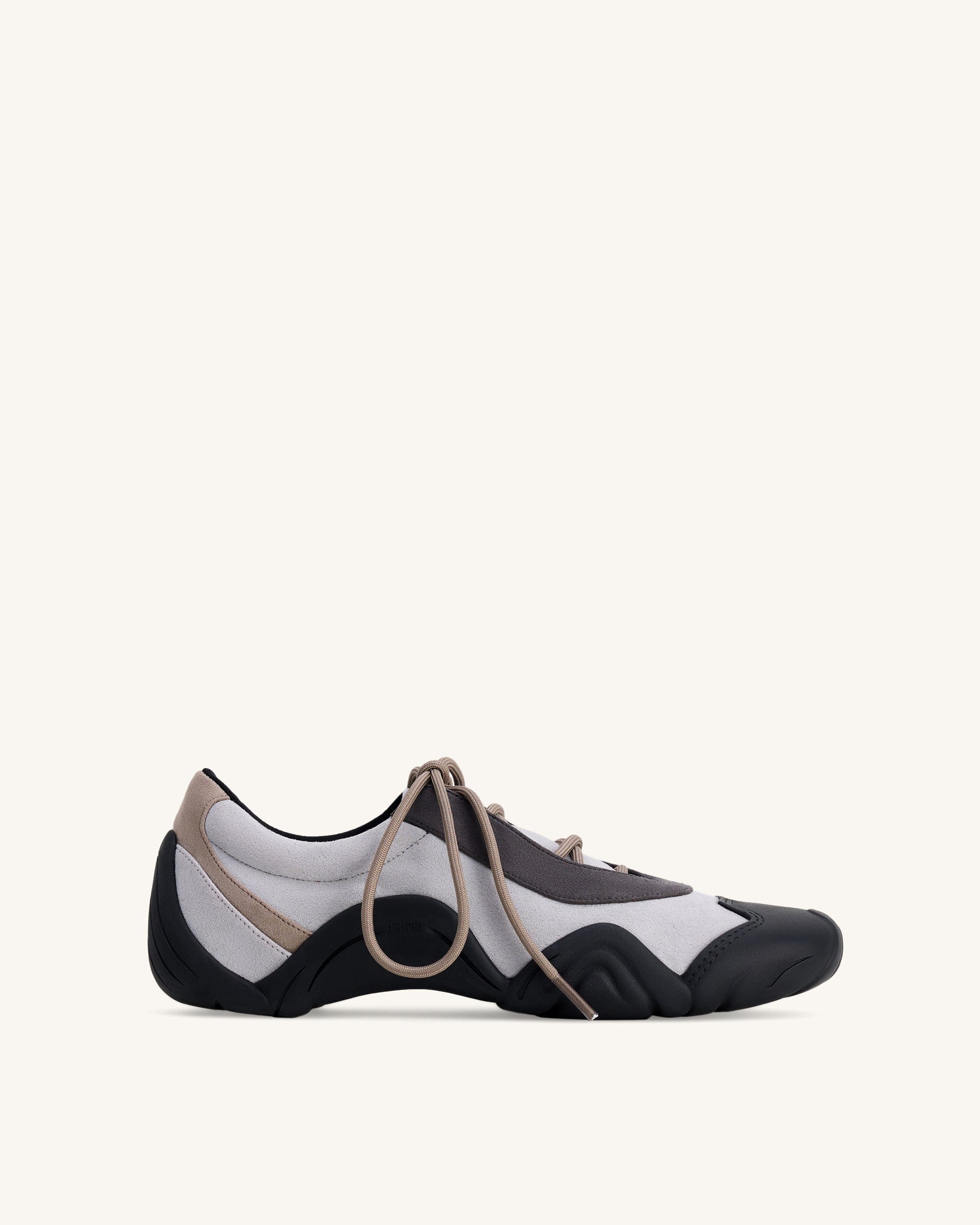 Jw Pei Caitlin Faux Suede Lace Up Ballerina Sneakers Grey Mix