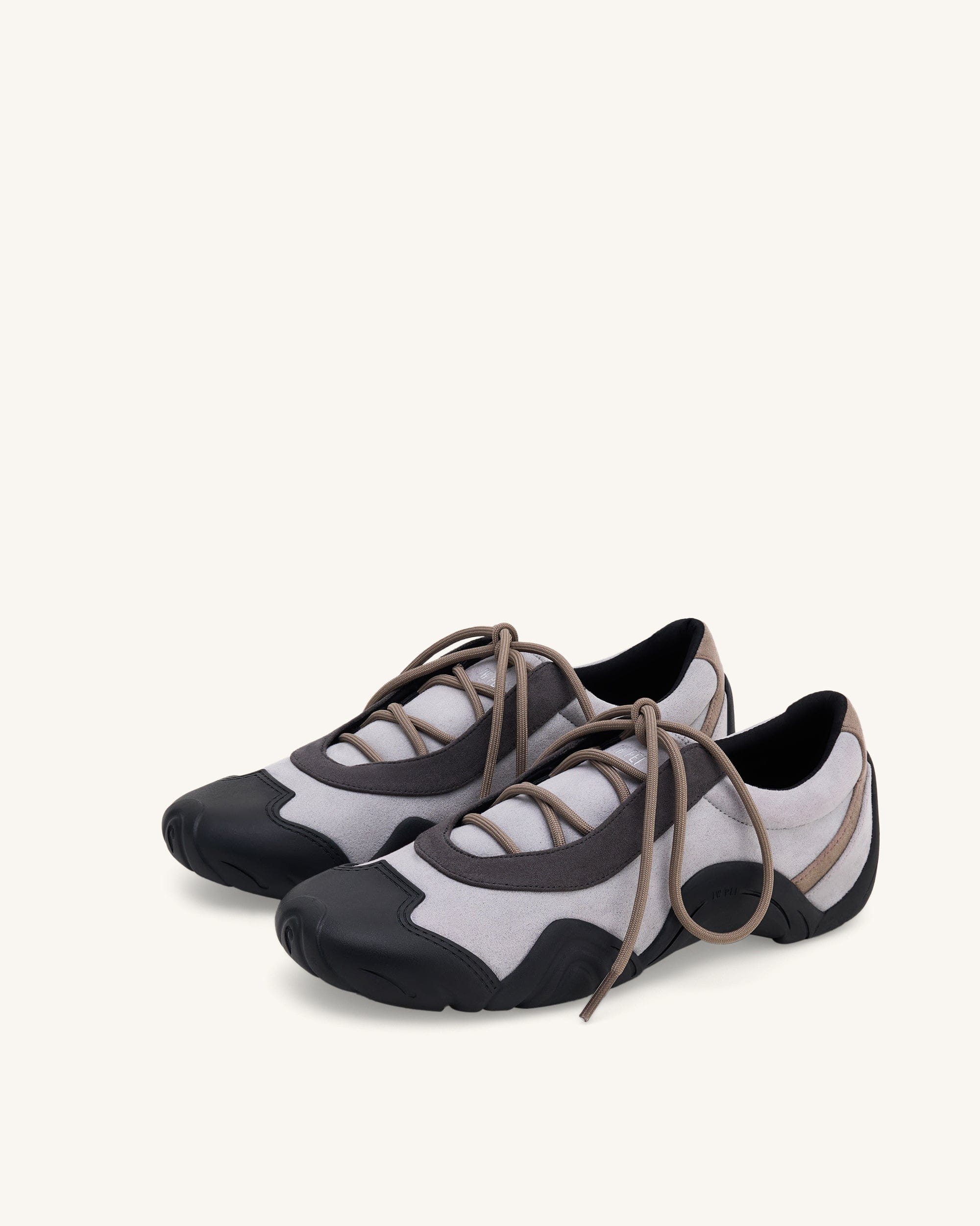 Jw Pei Caitlin Faux Suede Lace Up Ballerina Sneakers Grey Mix