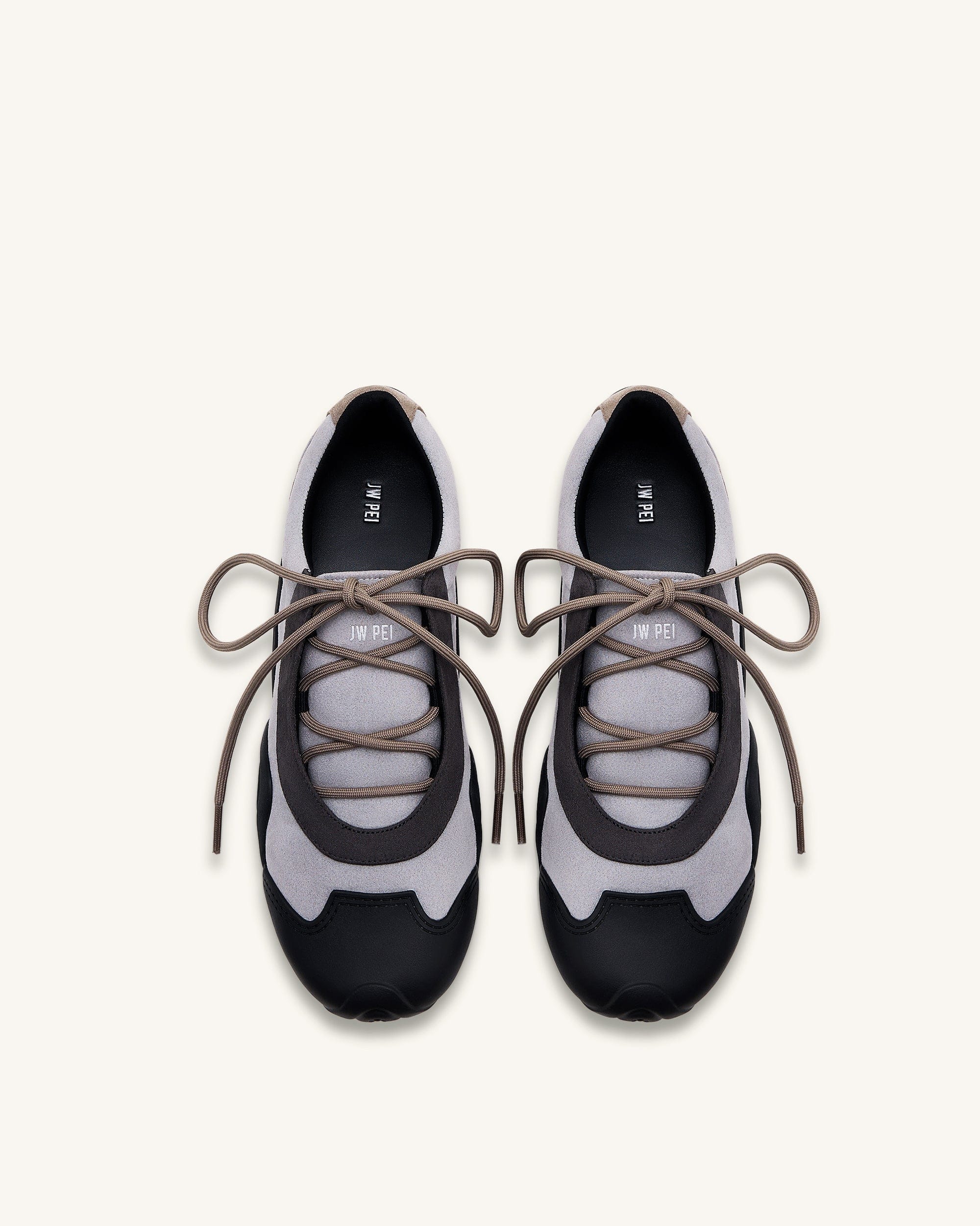 Jw Pei Caitlin Faux Suede Lace Up Ballerina Sneakers Grey Mix