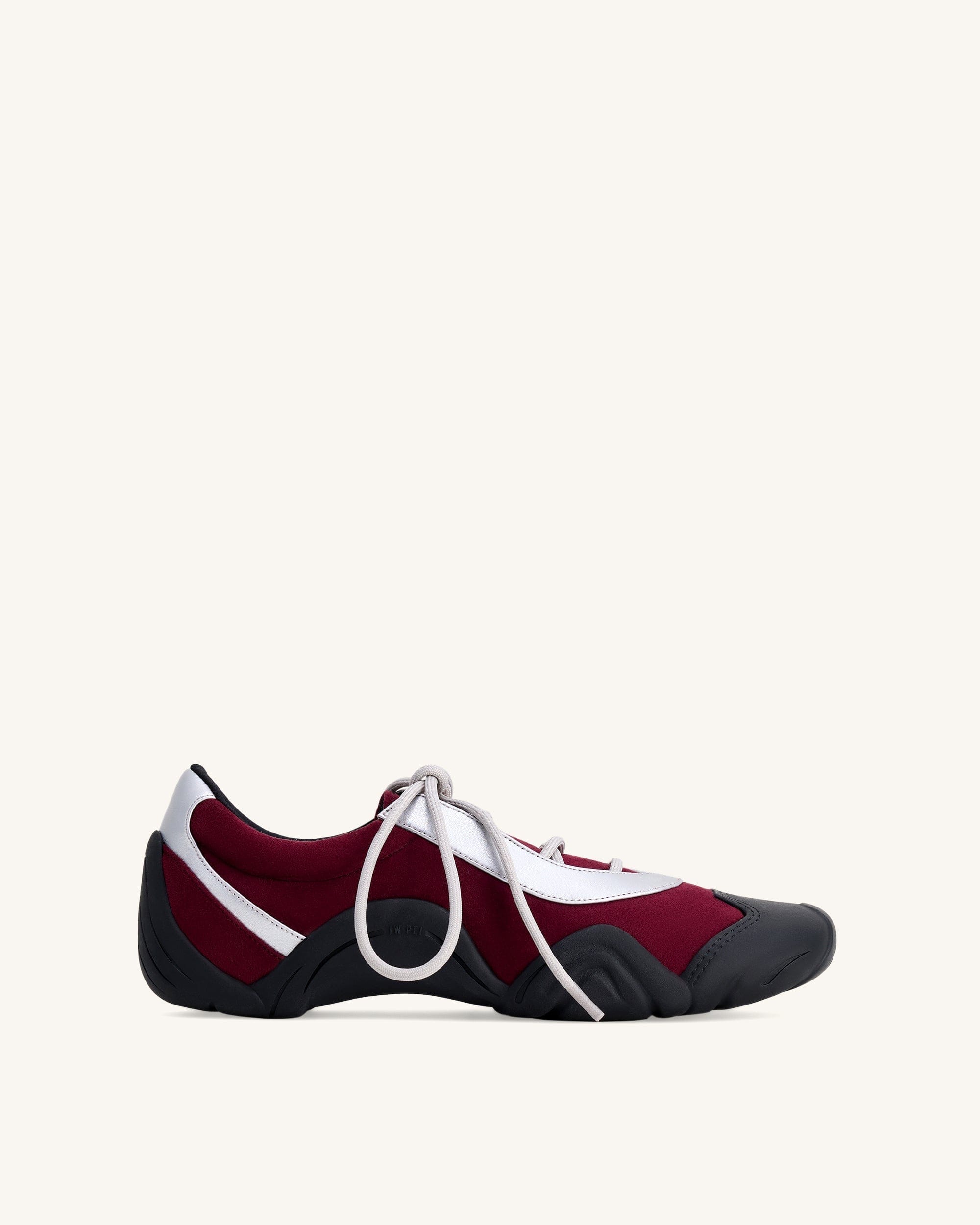 Jw Pei Caitlin Faux Suede Lace Up Ballerina Sneakers Burgundy & Light Grey