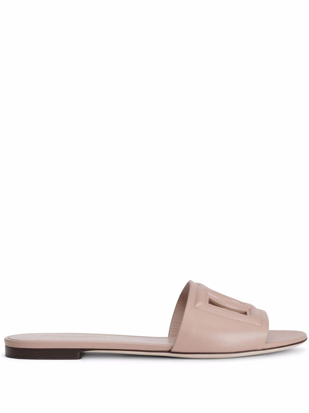 Dolce & Gabbana DG Logo Leather Sandal — Beige