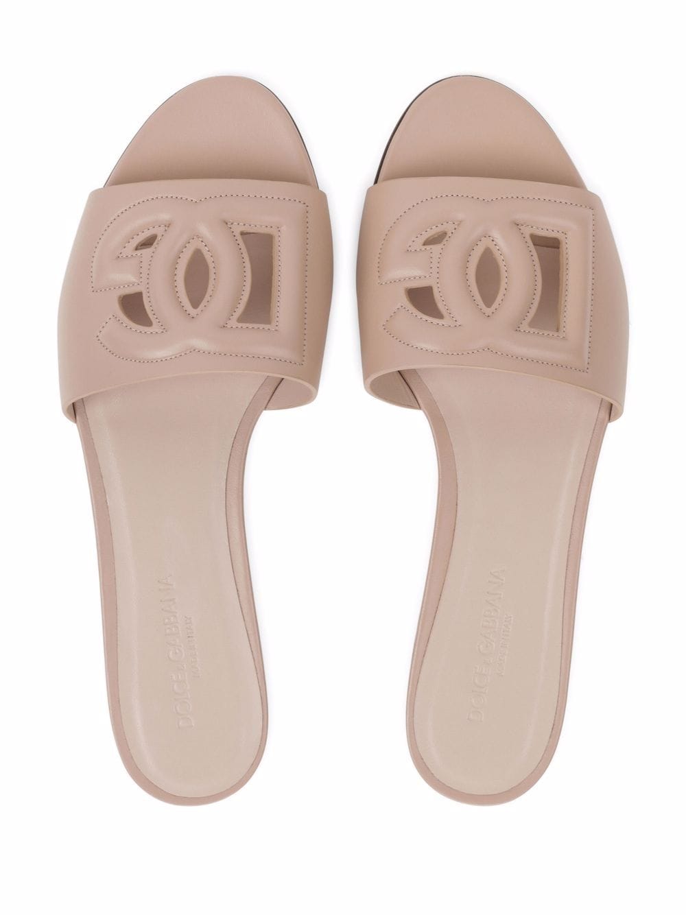 Dolce & Gabbana DG Logo Leather Sandal — Beige