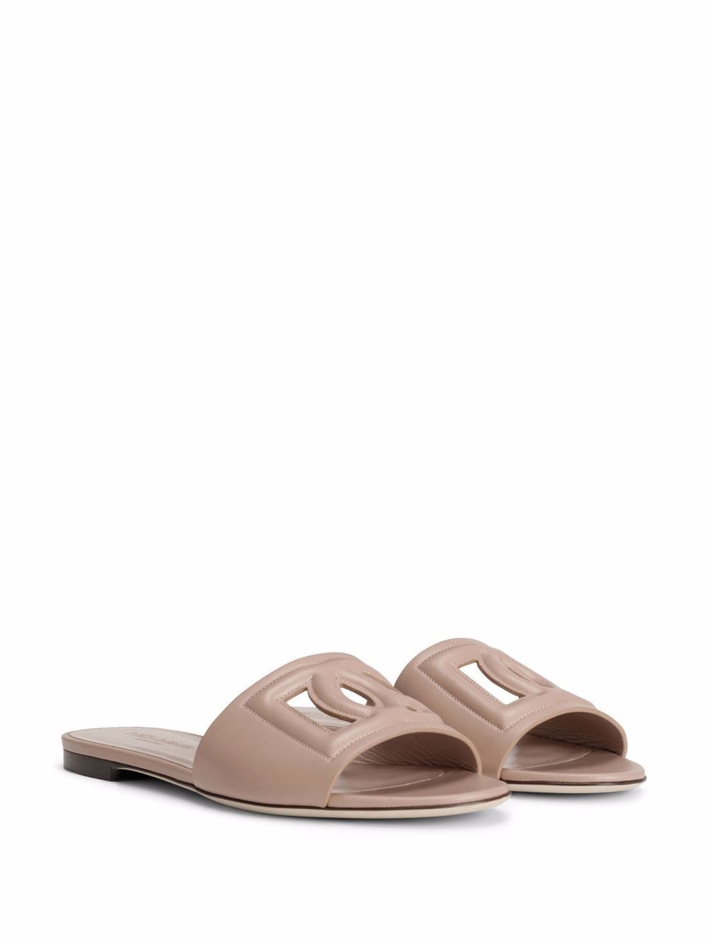 Dolce & Gabbana DG Logo Leather Sandal — Beige