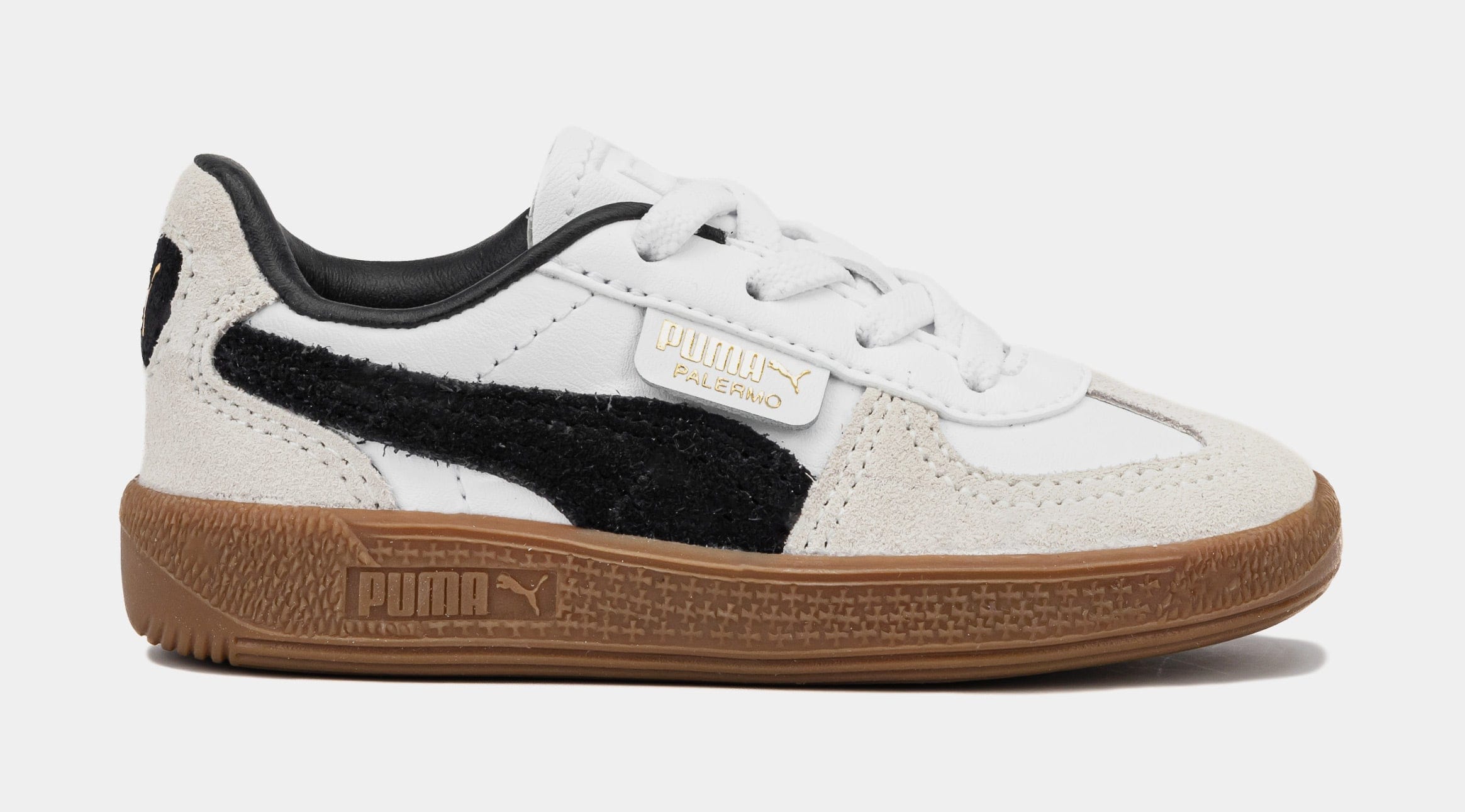 PUMA Palermo Leather Infant Toddler Lifestyle Shoes (White/Vapor Gray/Gum)