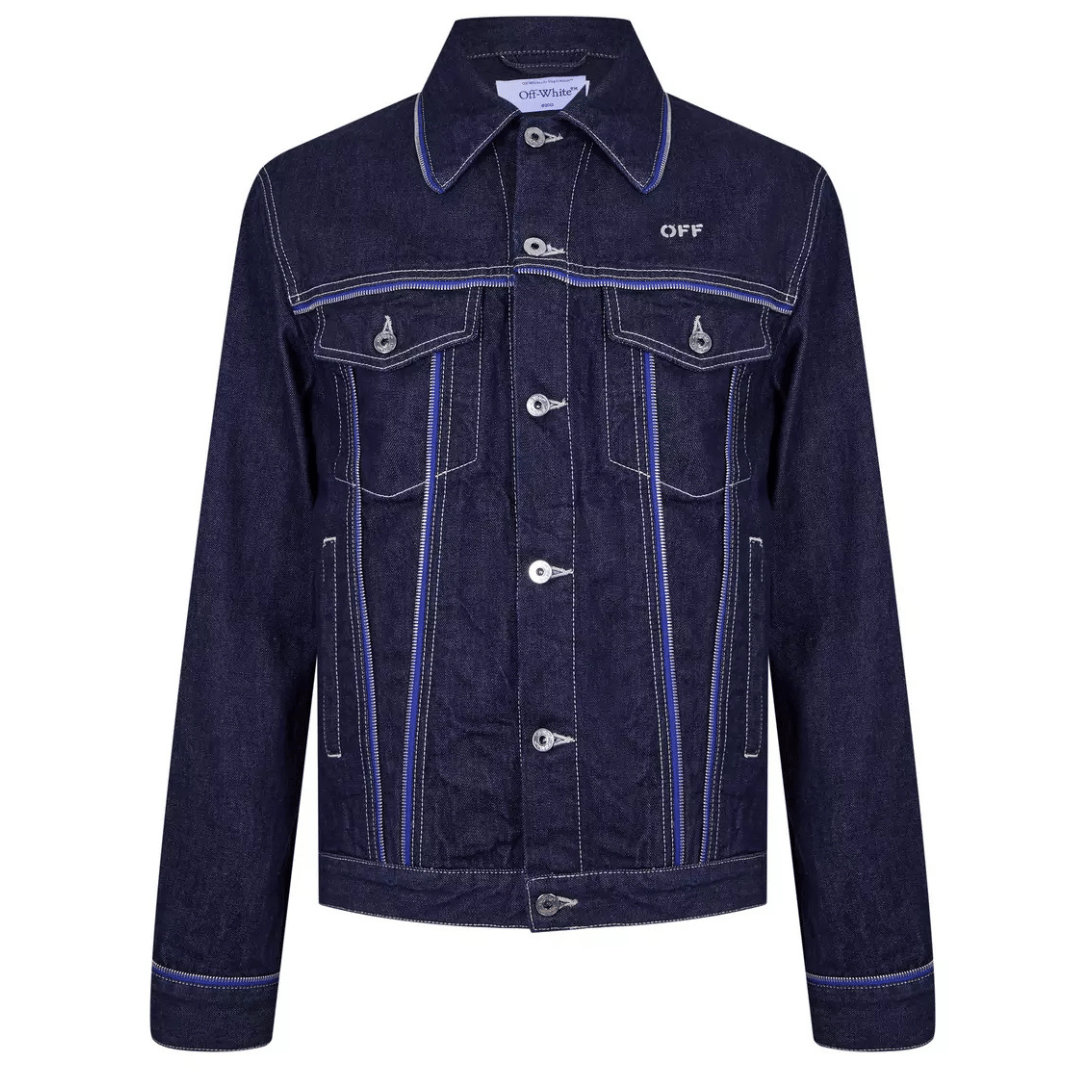 Off White Men's Zip Embellished Denim Jacket Sierra Leone