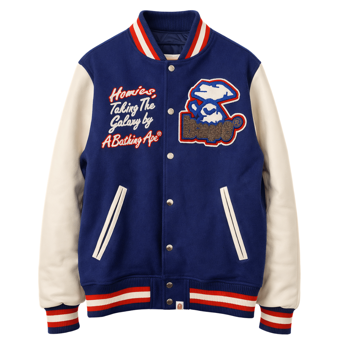 BAPE BATHING APE VARSITY JACKET Navy