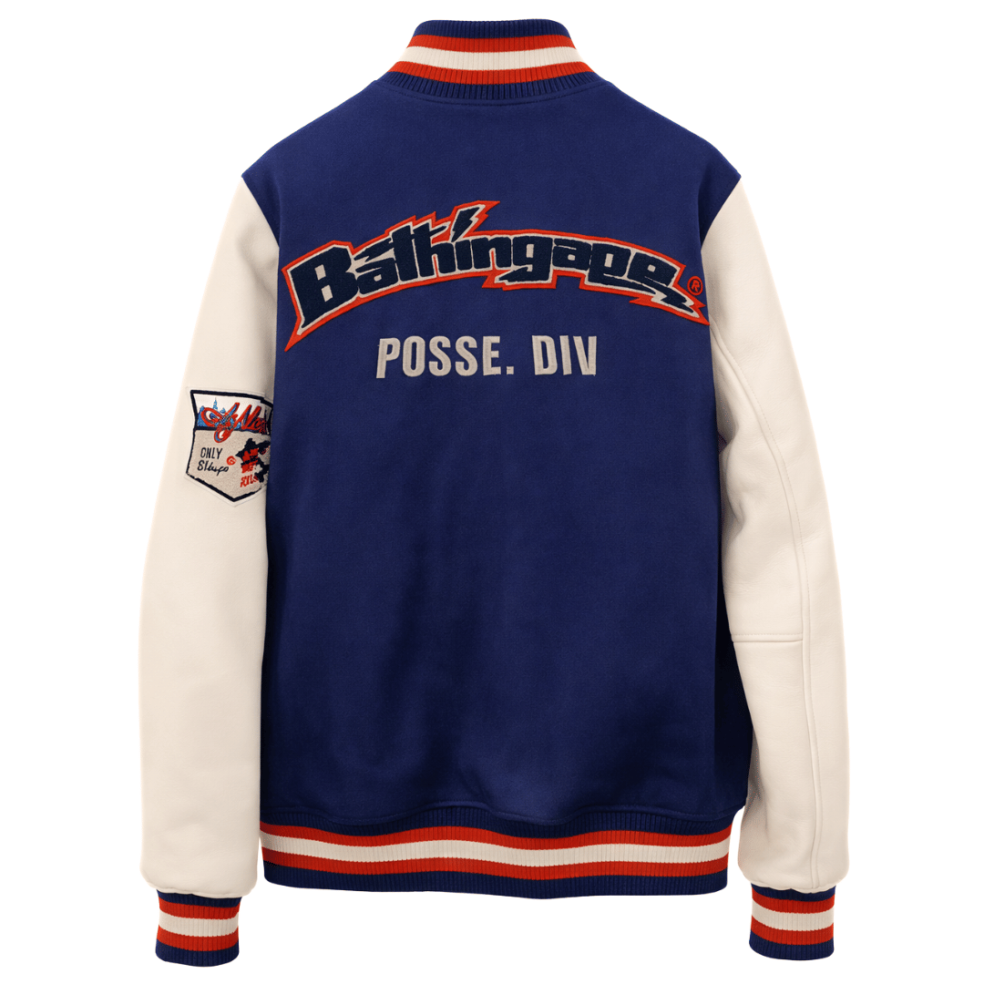 BAPE BATHING APE VARSITY JACKET Navy