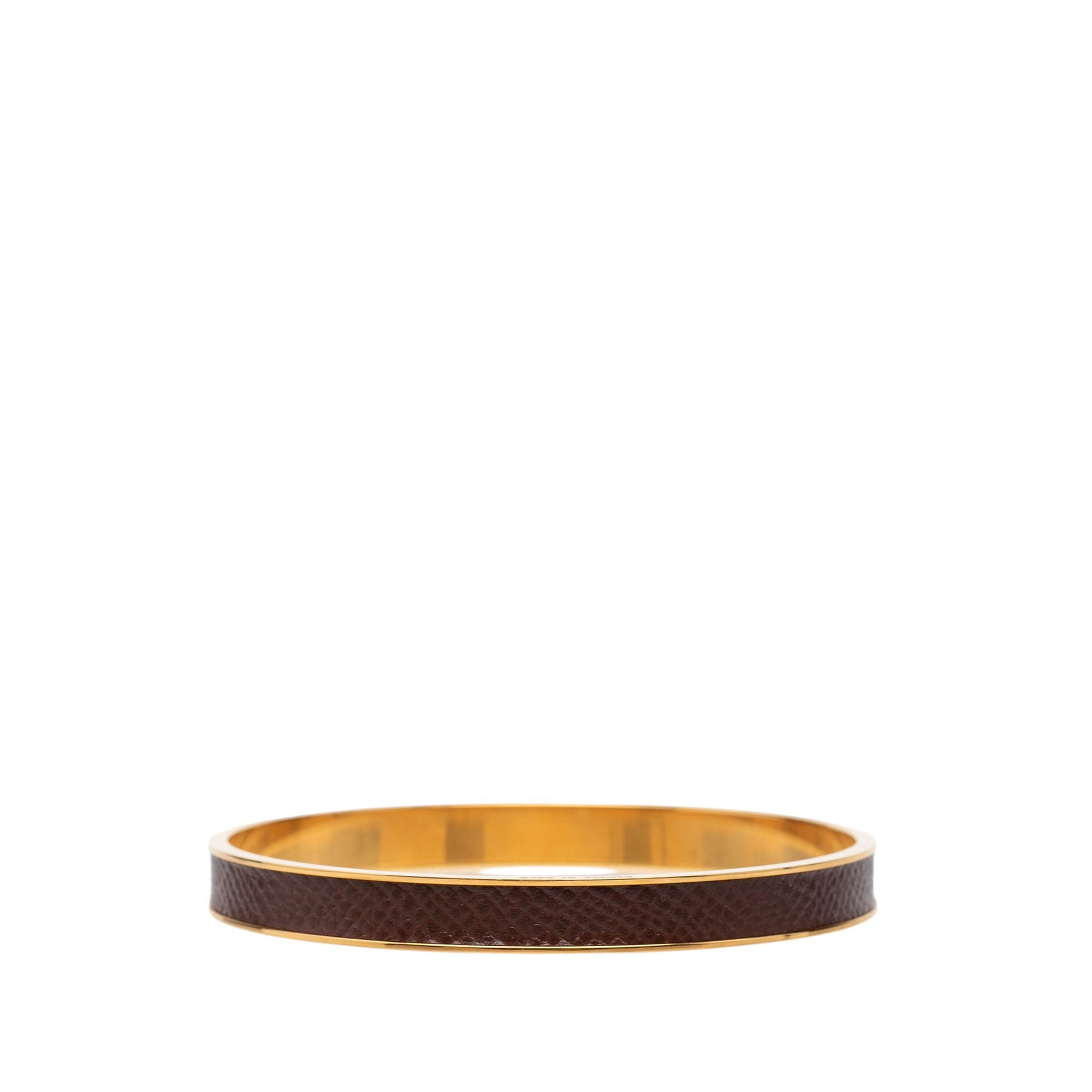 Hermès Gold Plated Epsom Kelly Cadena Lock Bangle Bracelet