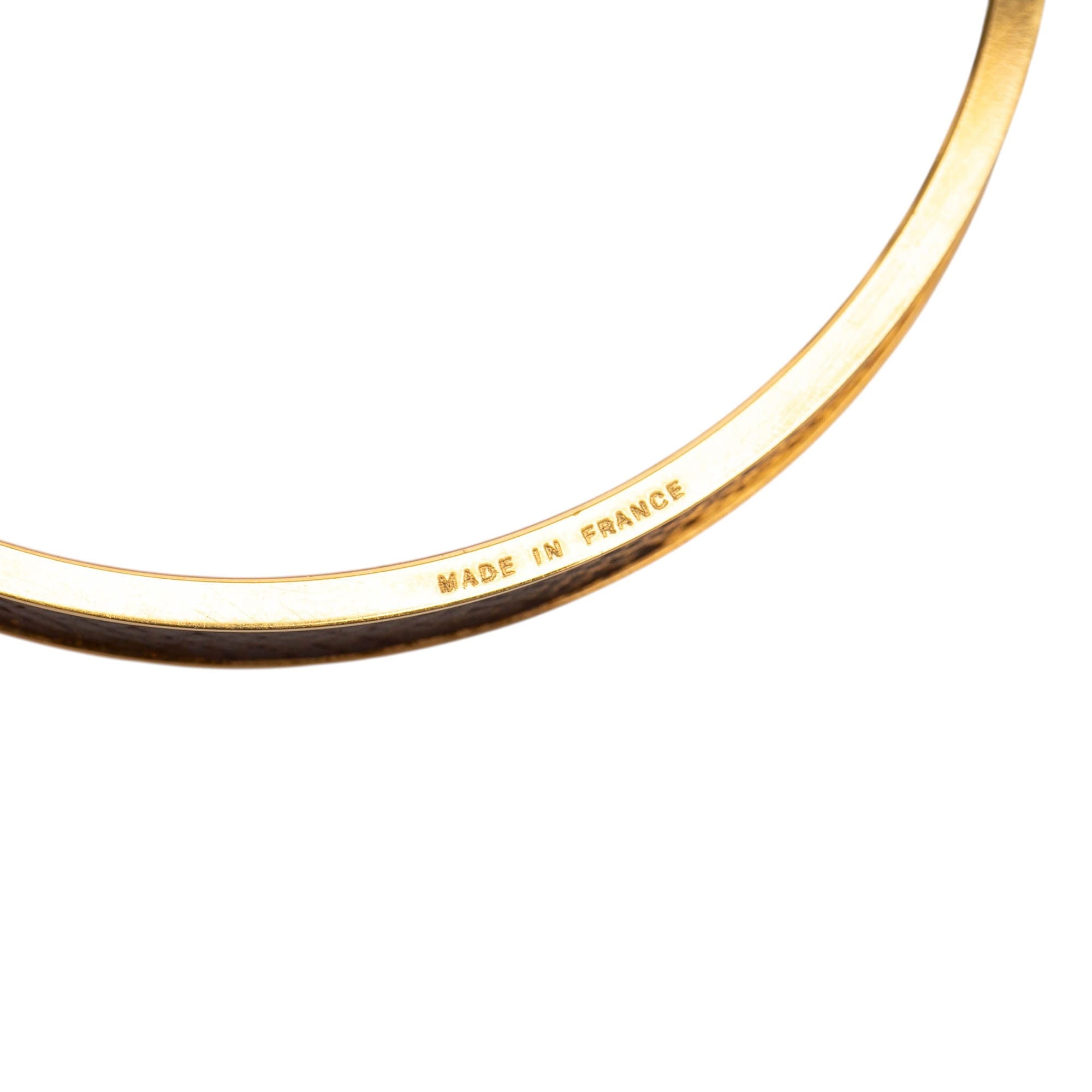 Hermès Gold Plated Epsom Kelly Cadena Lock Bangle Bracelet