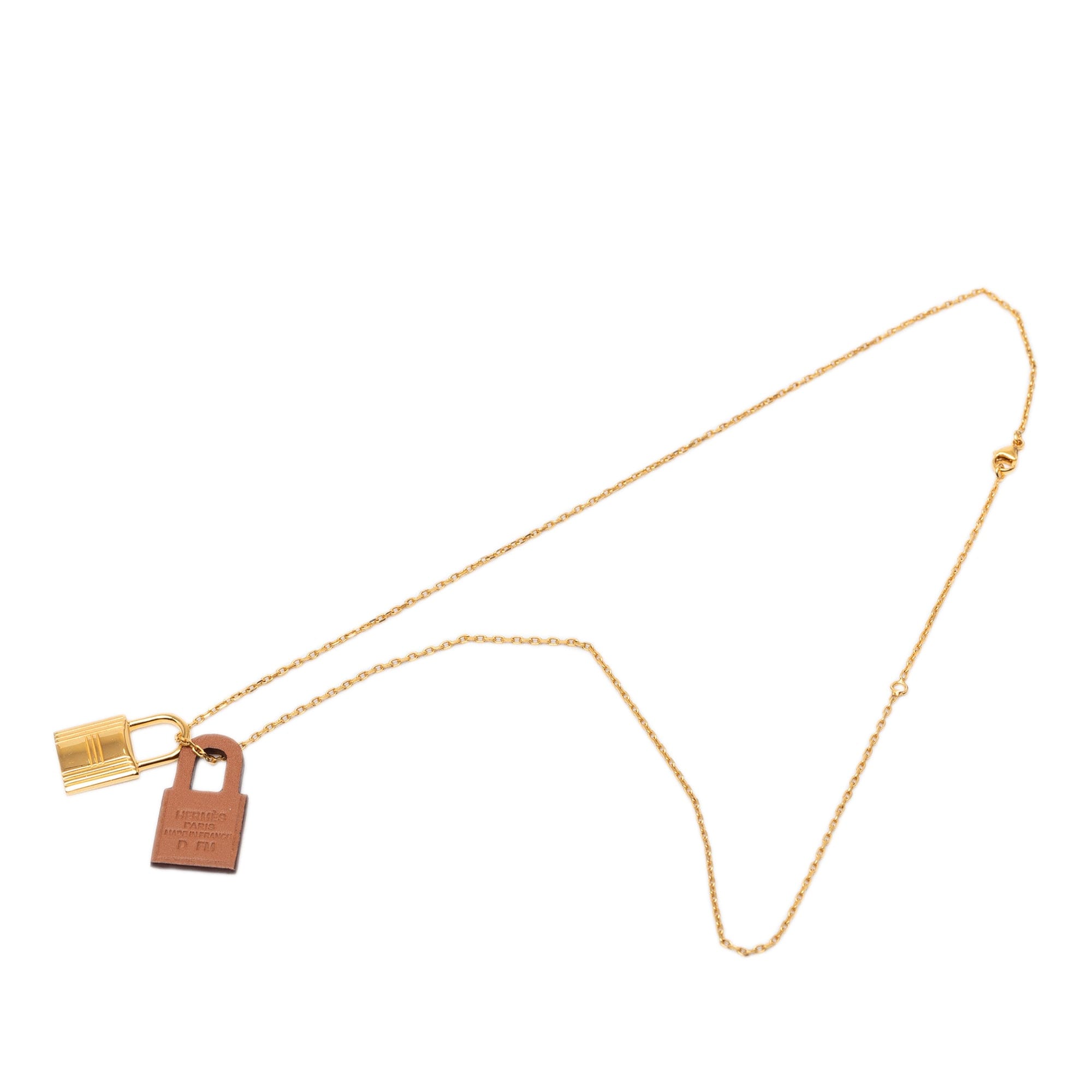 Hermès Gold Plated and Swift O Kelly Pendant Necklace