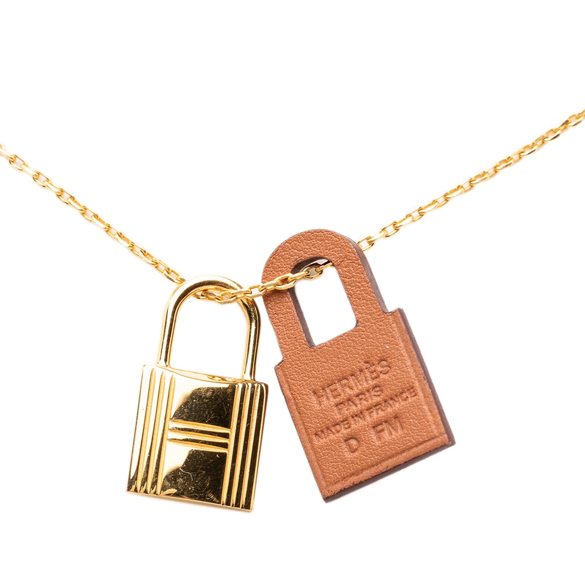Hermès Gold Plated and Swift O Kelly Pendant Necklace