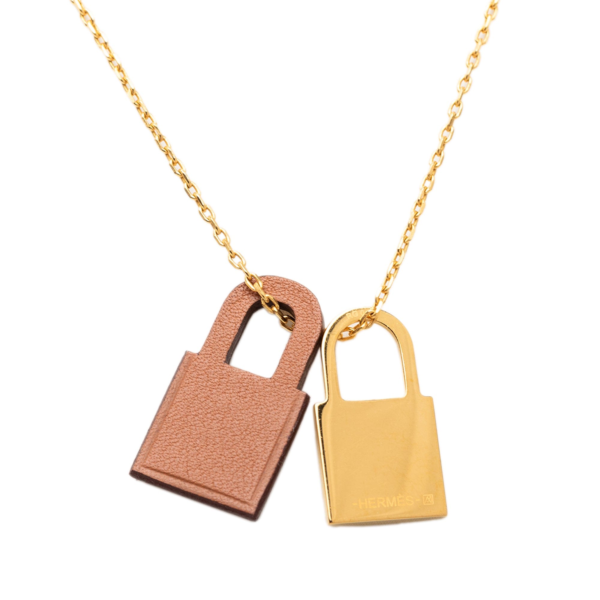 Hermès Gold Plated and Swift O Kelly Pendant Necklace