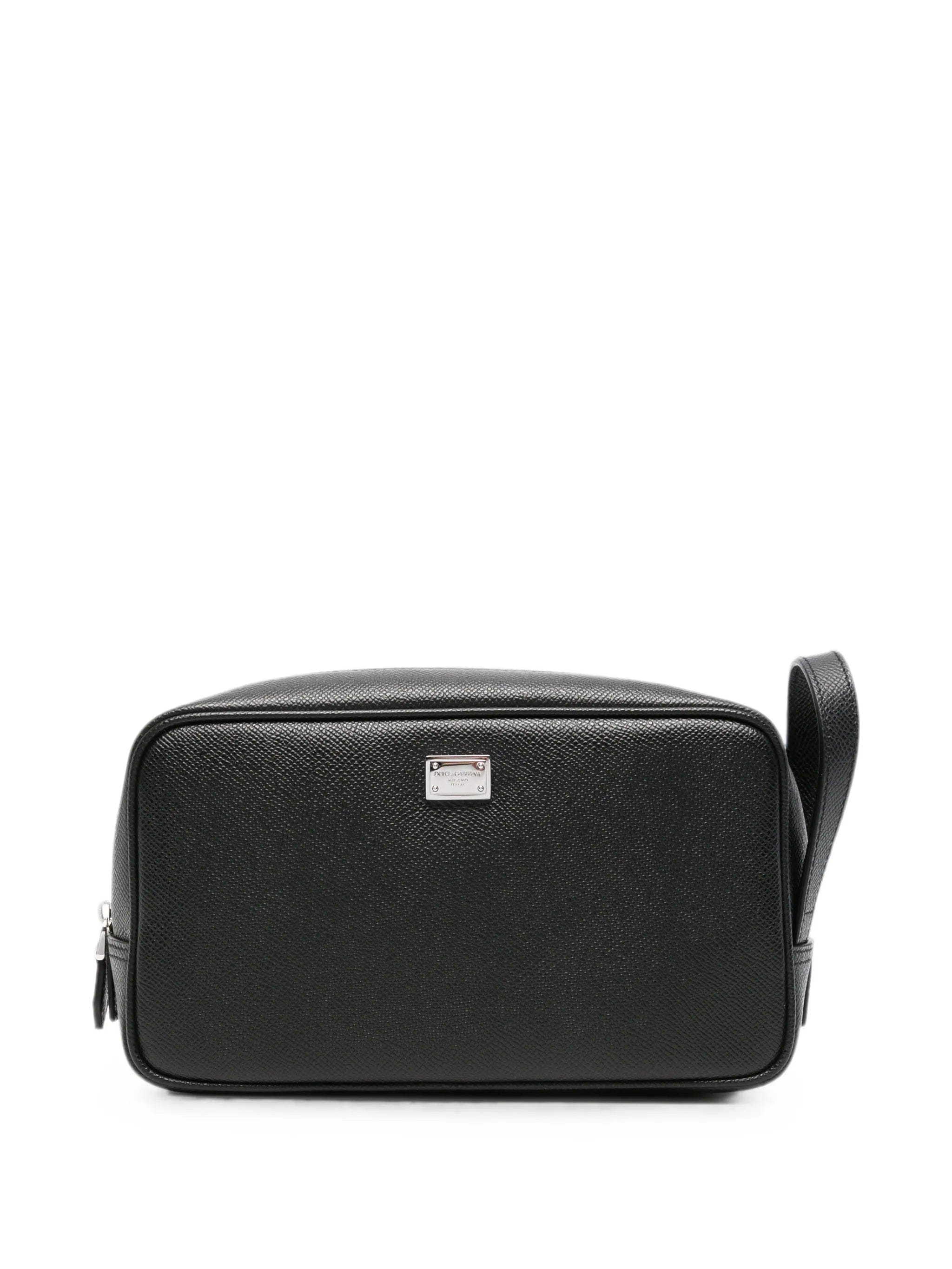 Dolce & Gabbana logo - plaque pebbled - leather wash bag