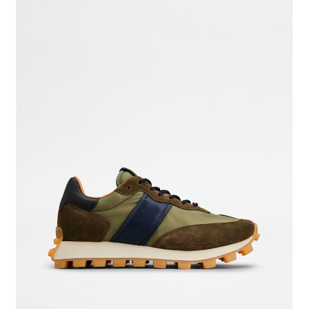 Tod's Sneakers Tods 1T In Suede And Fabric Green Brown Blue Mens