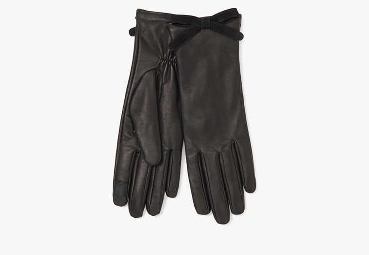 Kate Spade Embellished Bow Leather Gloves