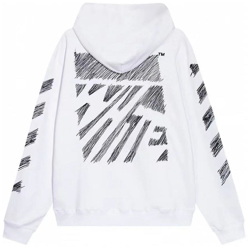 Off - White Scribble Diag Boxy White Hoodie