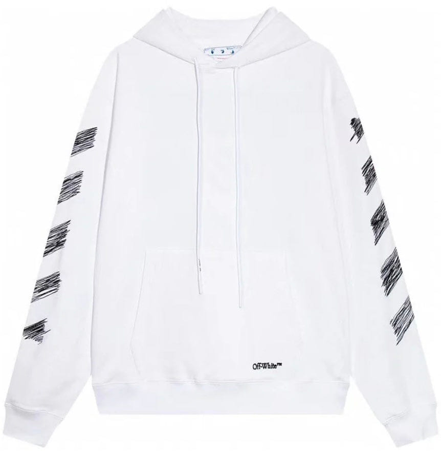 Off - White Scribble Diag Boxy White Hoodie