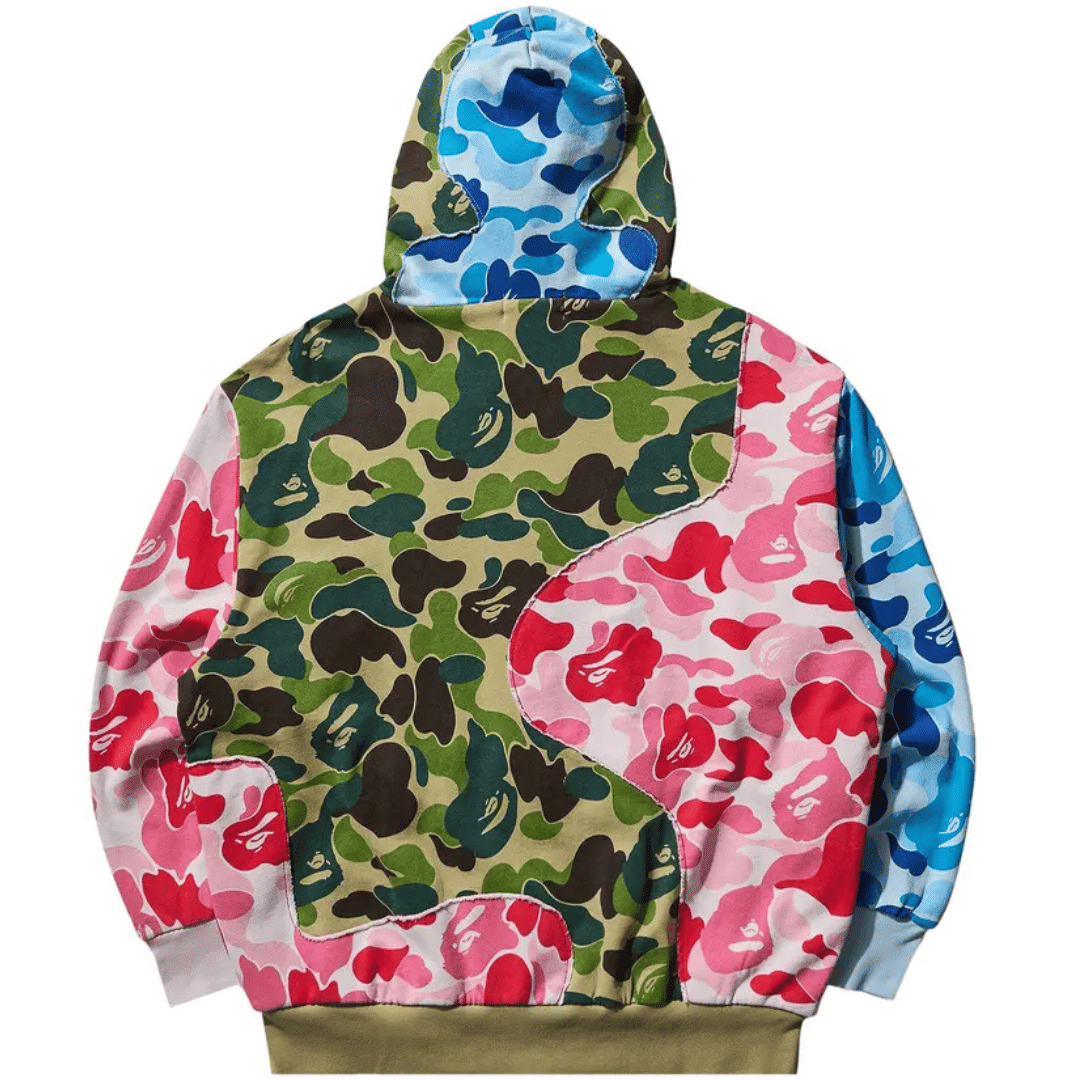 BAPE ABC CAMO PATCHWORK RELAXED FIT ZIP HOODIE