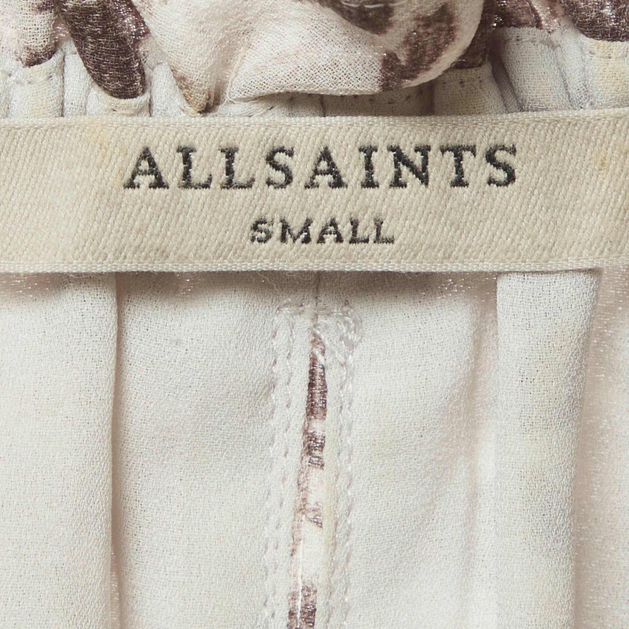 All Saints Grey Floral Print Crepe Nylah Rosa Maxi Dress