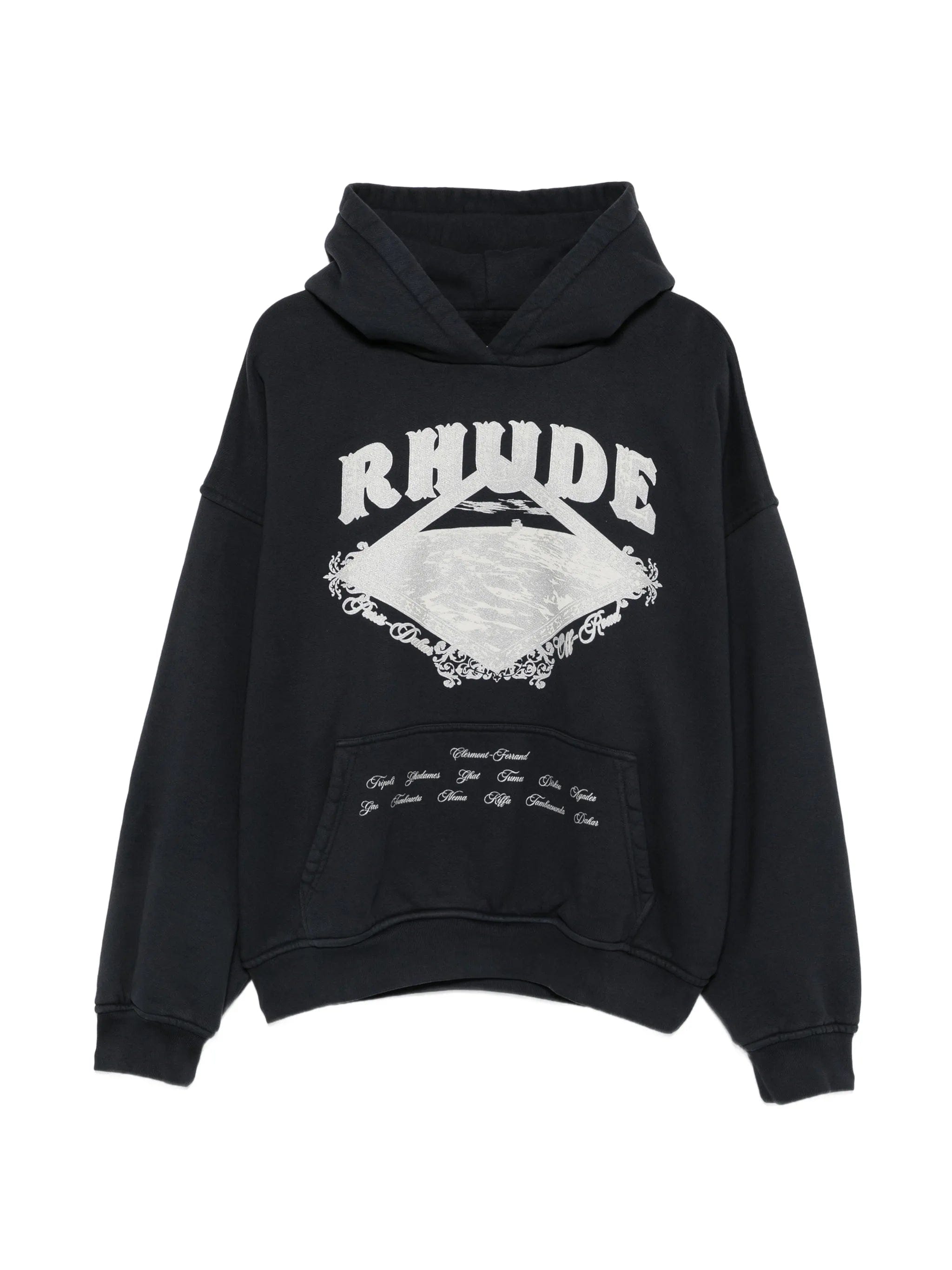 RHUDE logo - print pouch - pocket hoodie