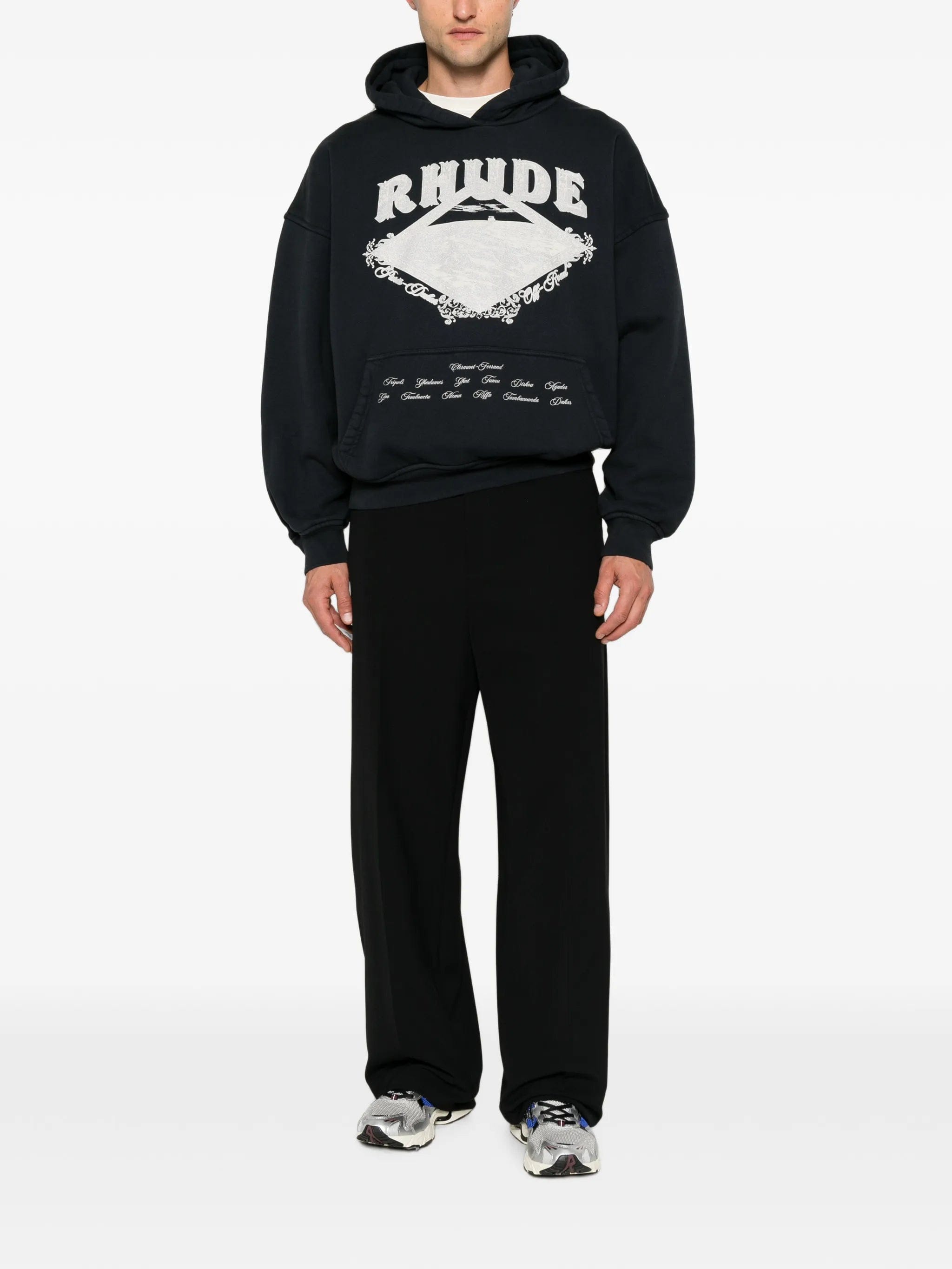RHUDE logo - print pouch - pocket hoodie