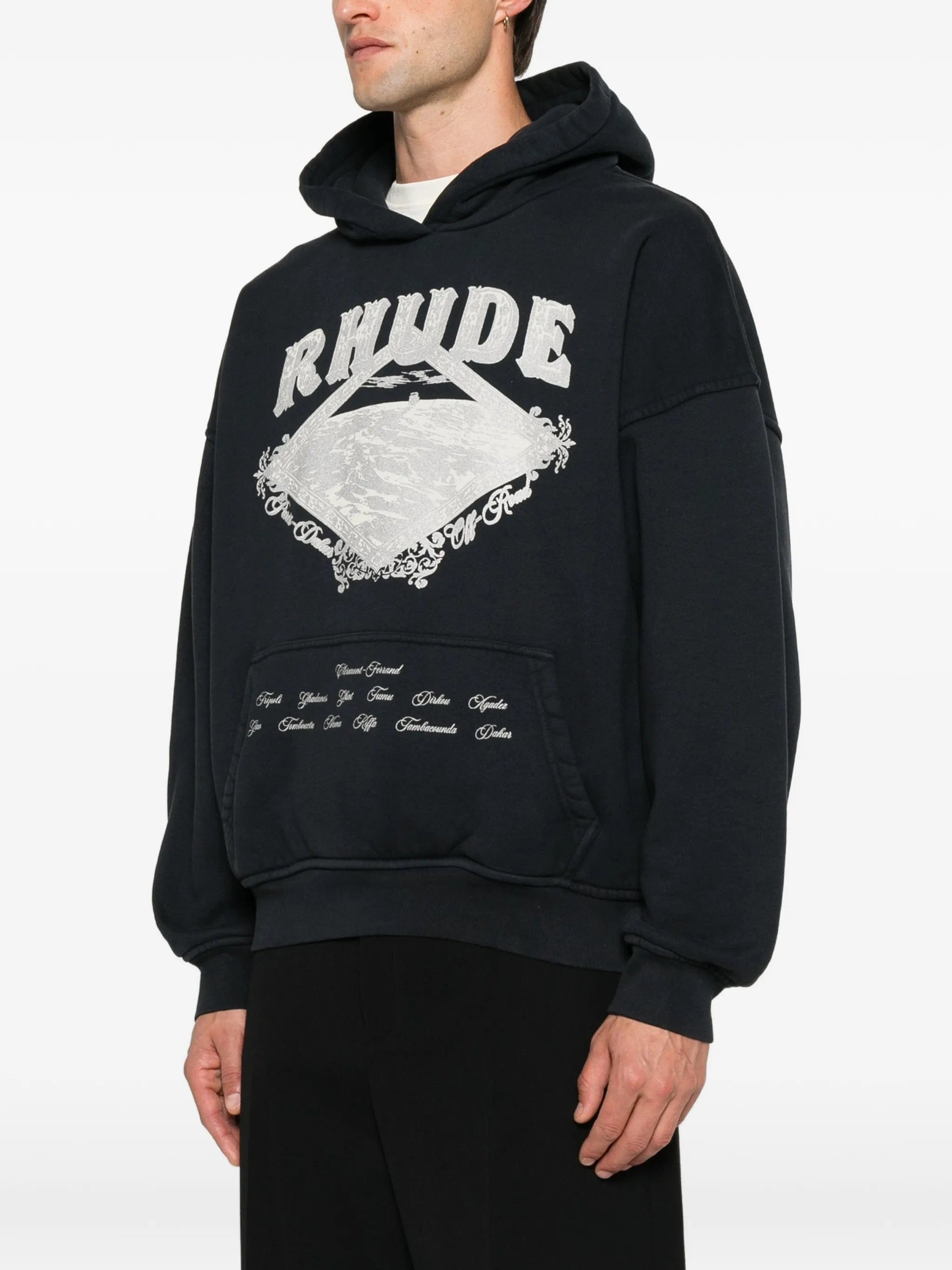 RHUDE logo - print pouch - pocket hoodie