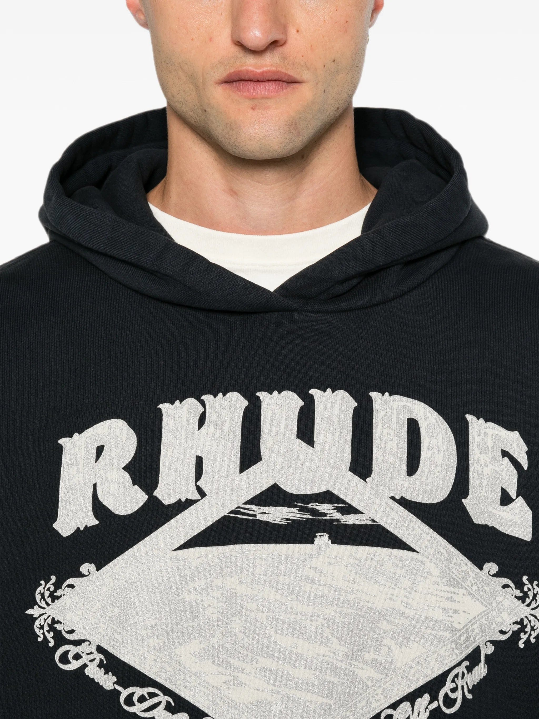 RHUDE logo - print pouch - pocket hoodie
