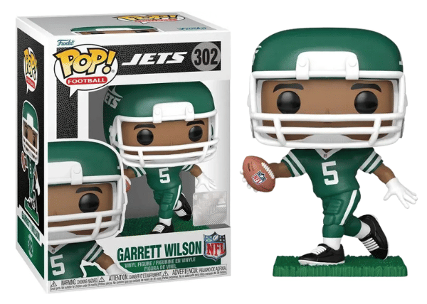 Funko Pop! Garrett Wilson, Jets Green and White Uniform NFL #302 Vinyl Figure in PopShield Protector
