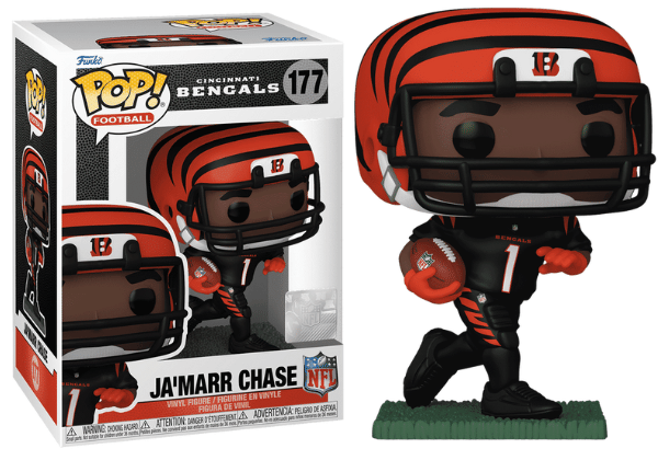 Funko Pop! Ja'Marr Chase Cincinnati Bengals, NFL 177 Vinyl Figure in PopShield Protector