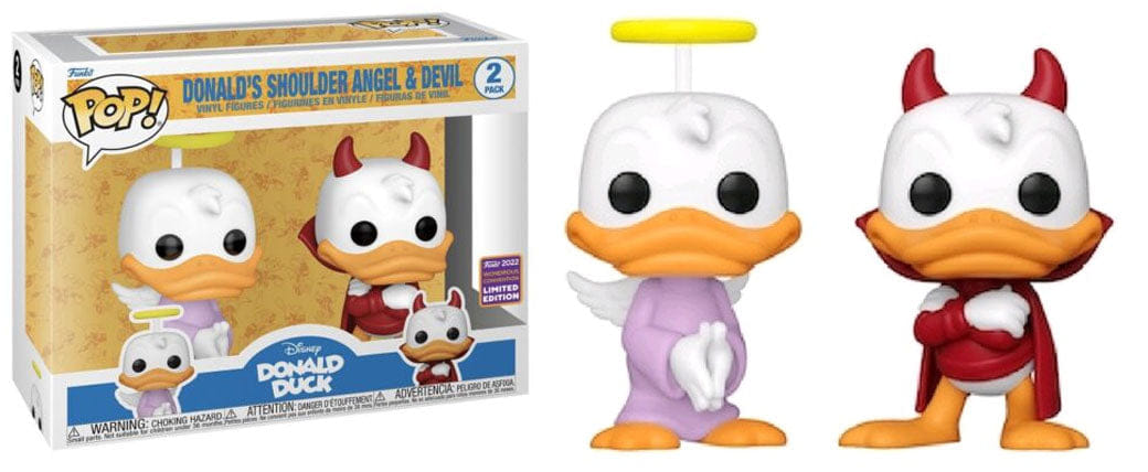 Funko Pop! Donald's Shoulder Angel & Devil 2 - pk - 2022 Wondrous Convention Exclusive Vinyl Figure