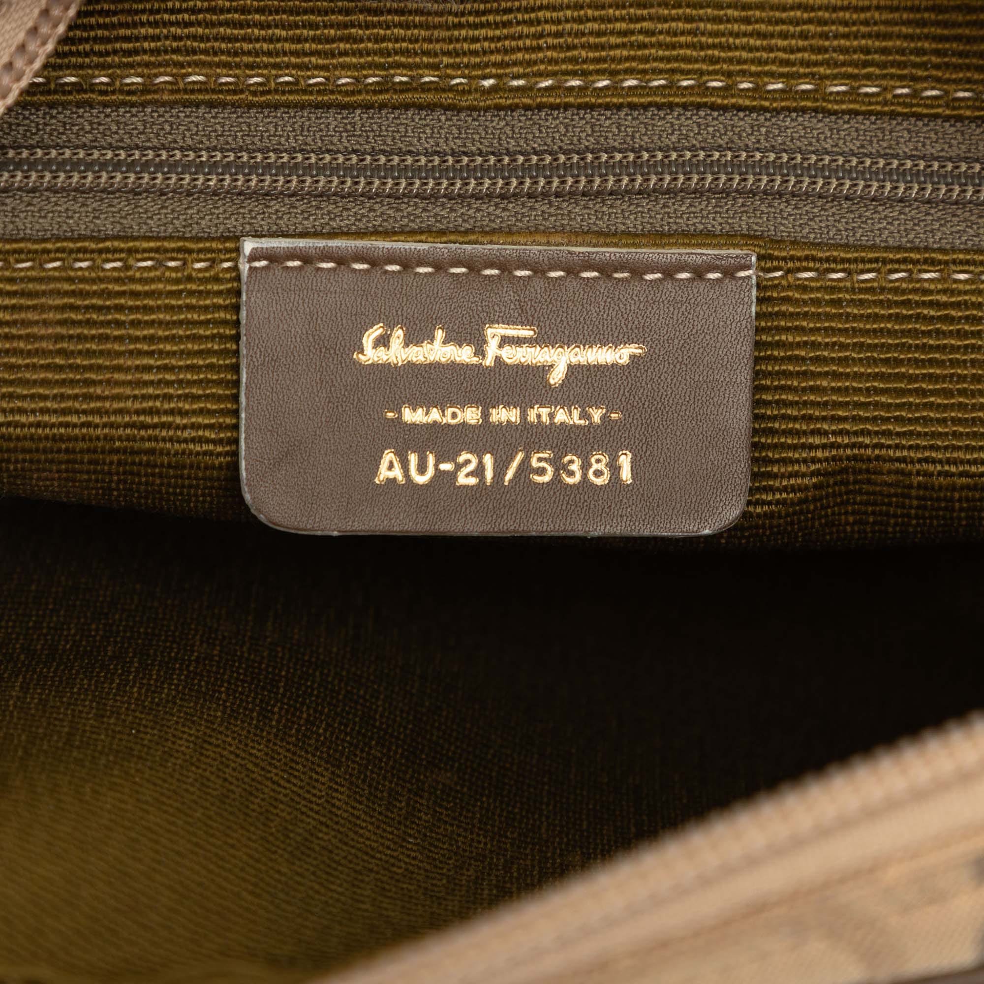 Ferragamo Gancini Canvas Shoulder Bag