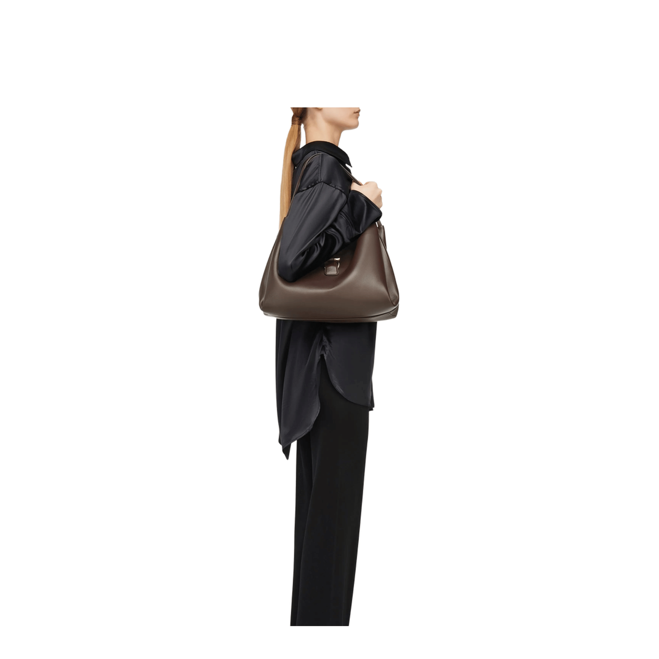 Ferragamo Medium Calfskin Tote - Concrete