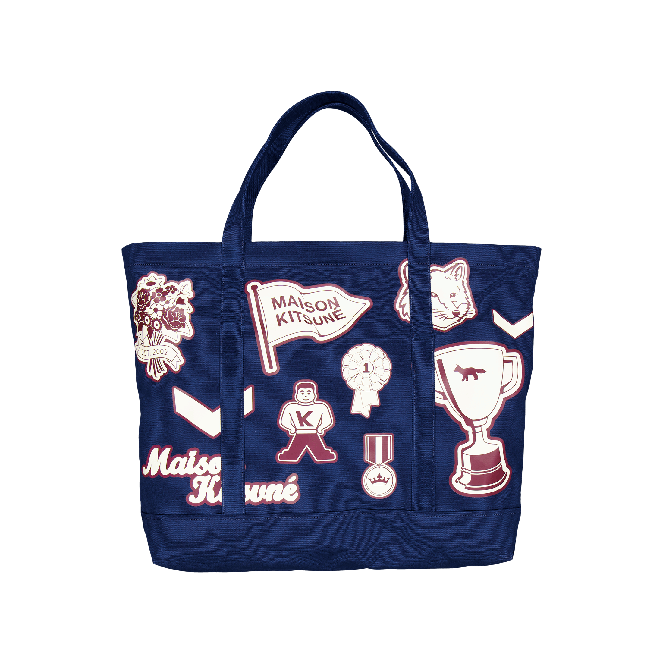 Maison Kitsuné Varsity Patches Xxl Tote Bag Ink Blue